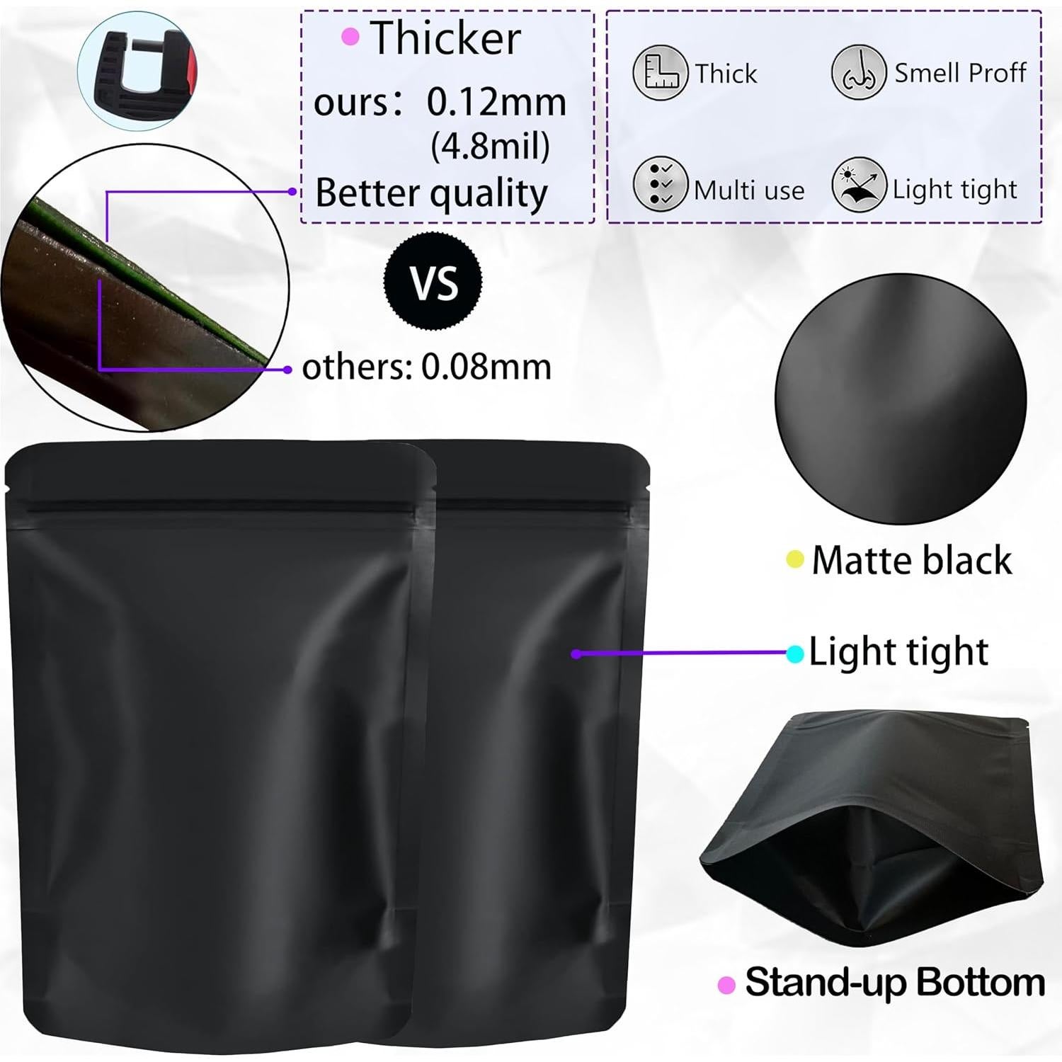 Paquete de 100 Bolsas Mylar YINGZON 10x15 cm A Prueba de Olores