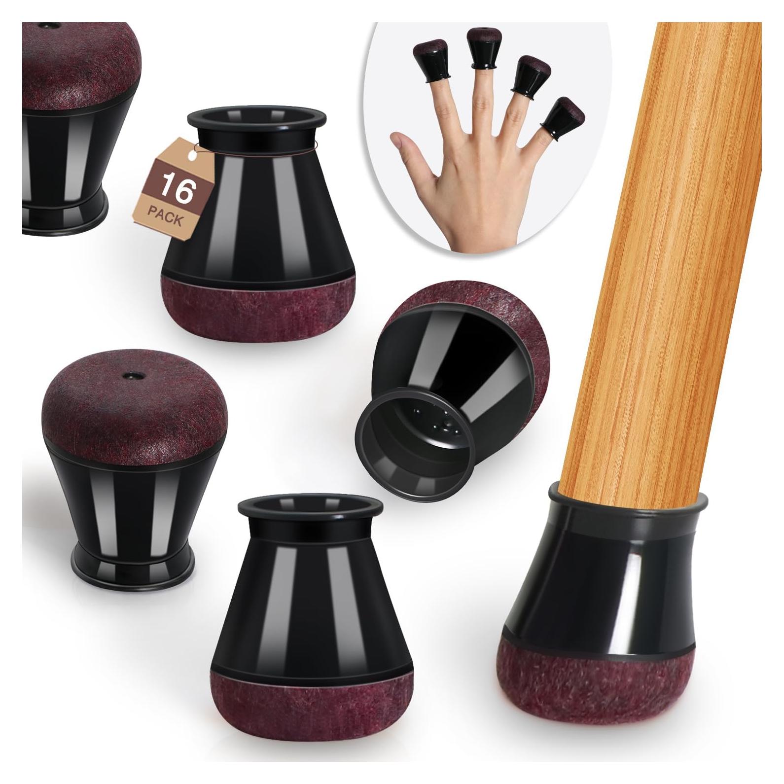 Protectores de patas de silla YOZON 16 piezas silicona negra