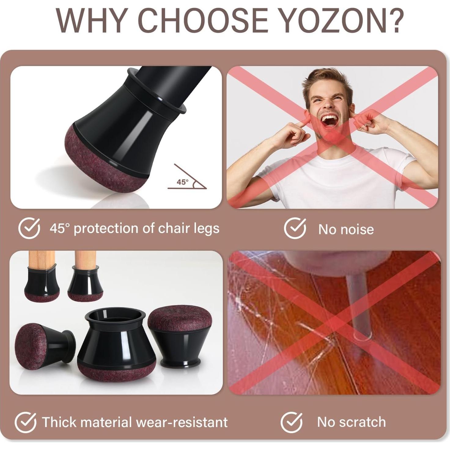 Protectores de patas de silla YOZON 16 piezas silicona negra