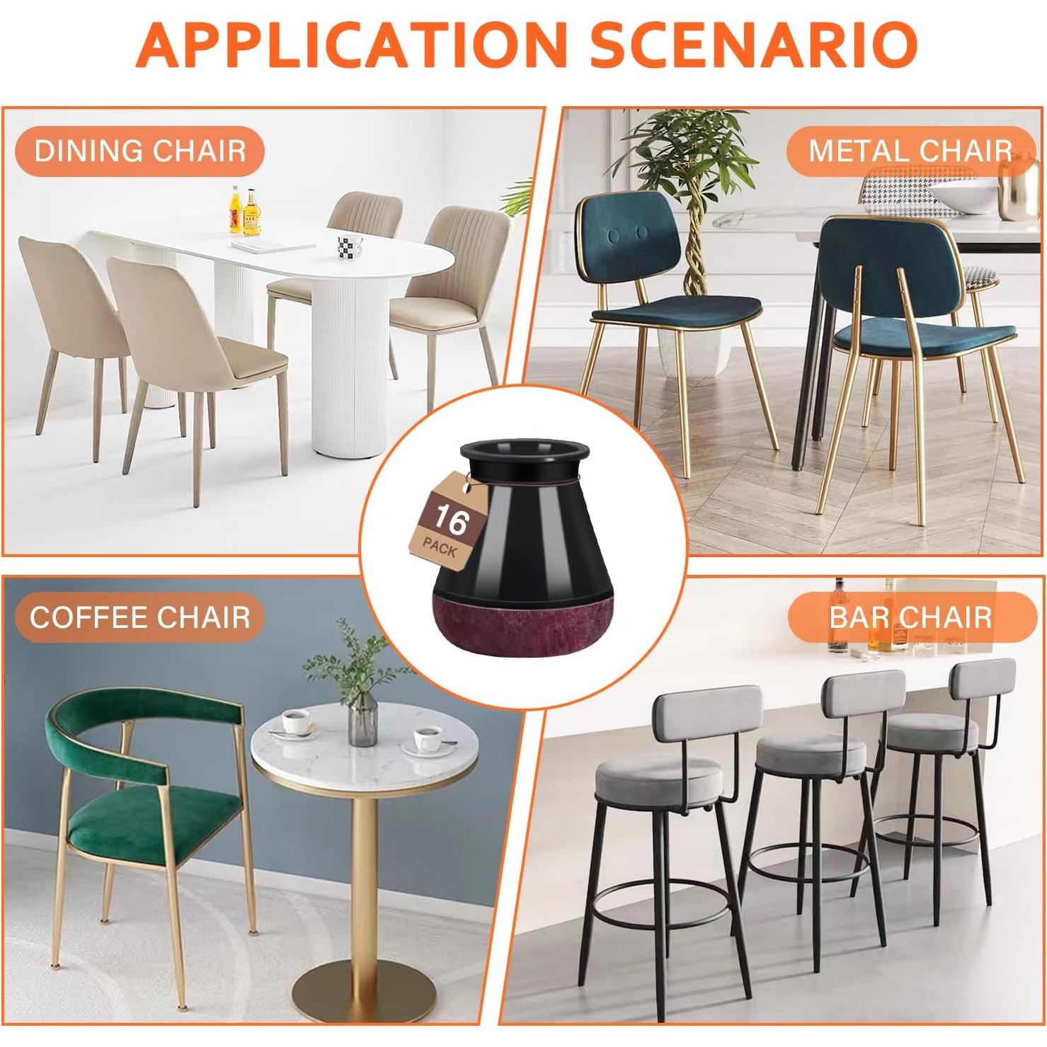 Protectores de patas de silla YOZON 16 piezas silicona negra