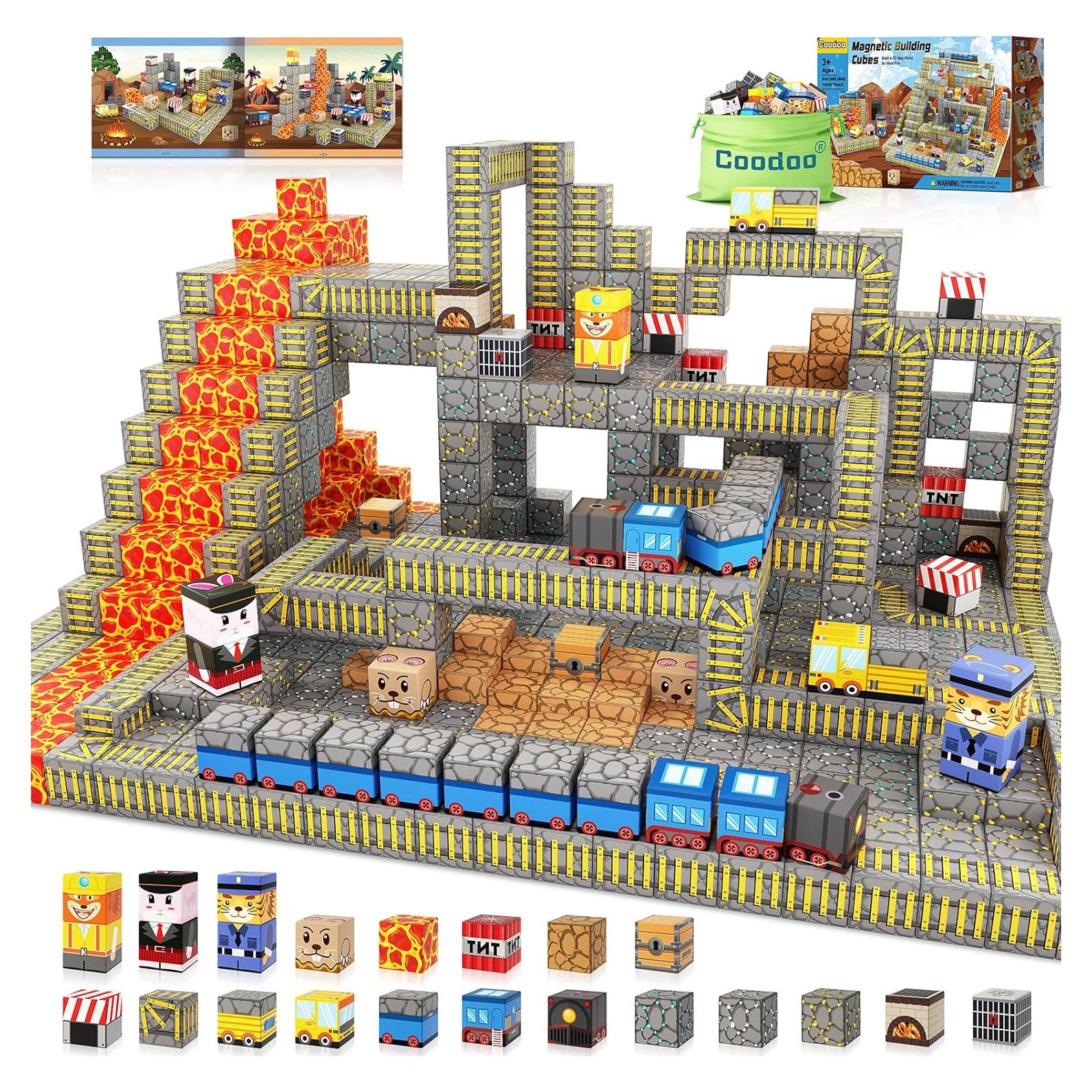 Bloques Magnéticos Coodoo Set Tren Minero 84 Piezas