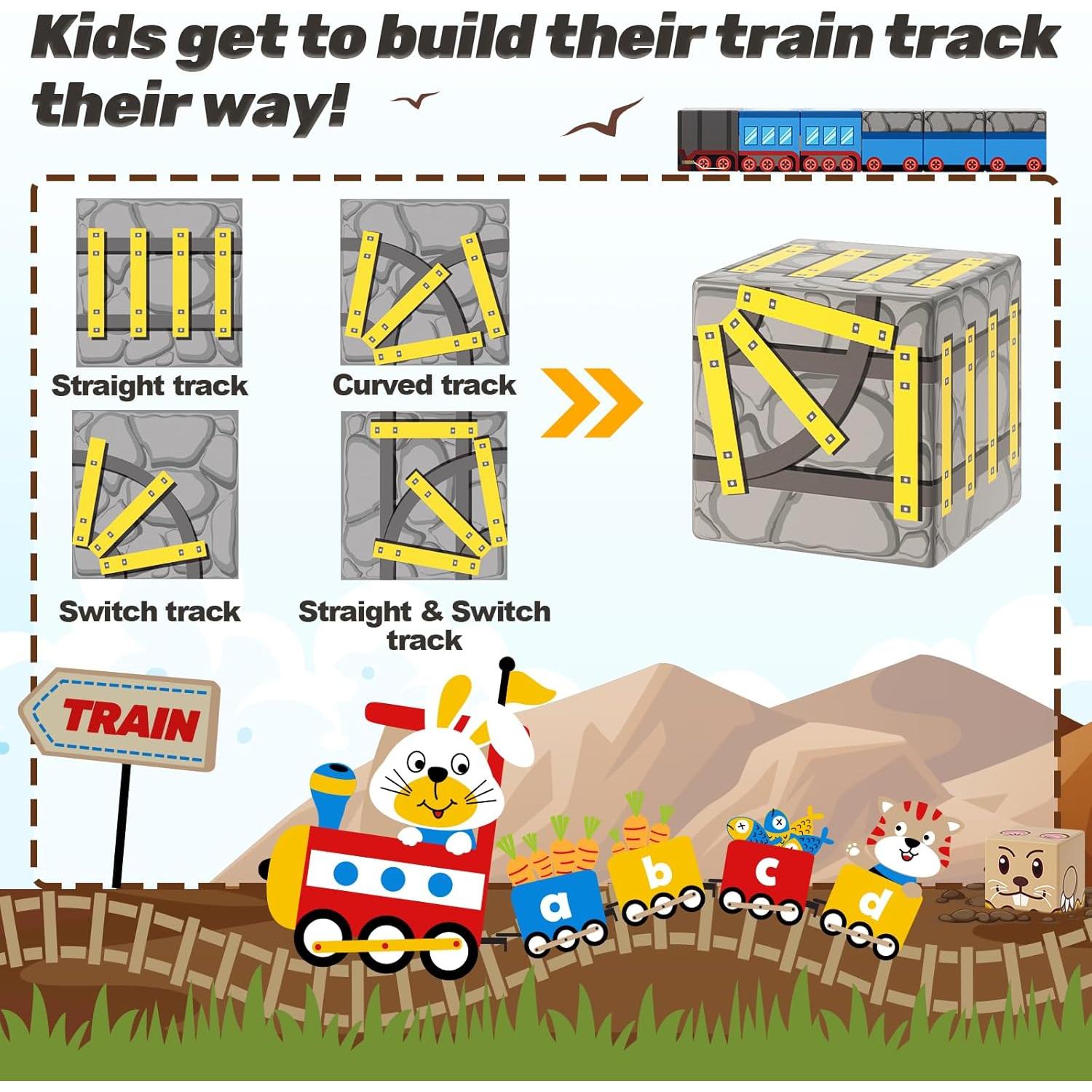 Bloques Magnéticos Coodoo Set Tren Minero 84 Piezas