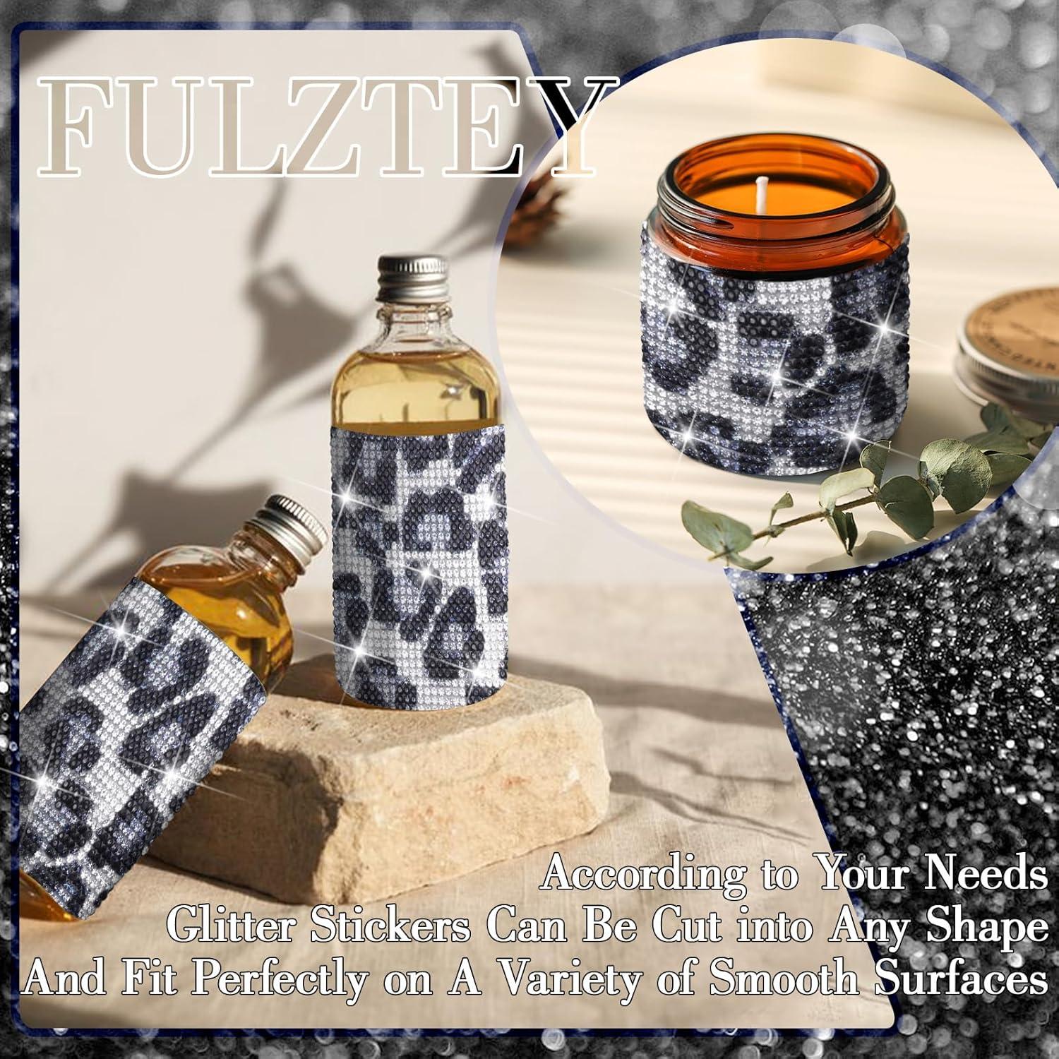 Hoja de Strass Adhesivos Brillantes FULZTEY 24x20 cm Leopardo