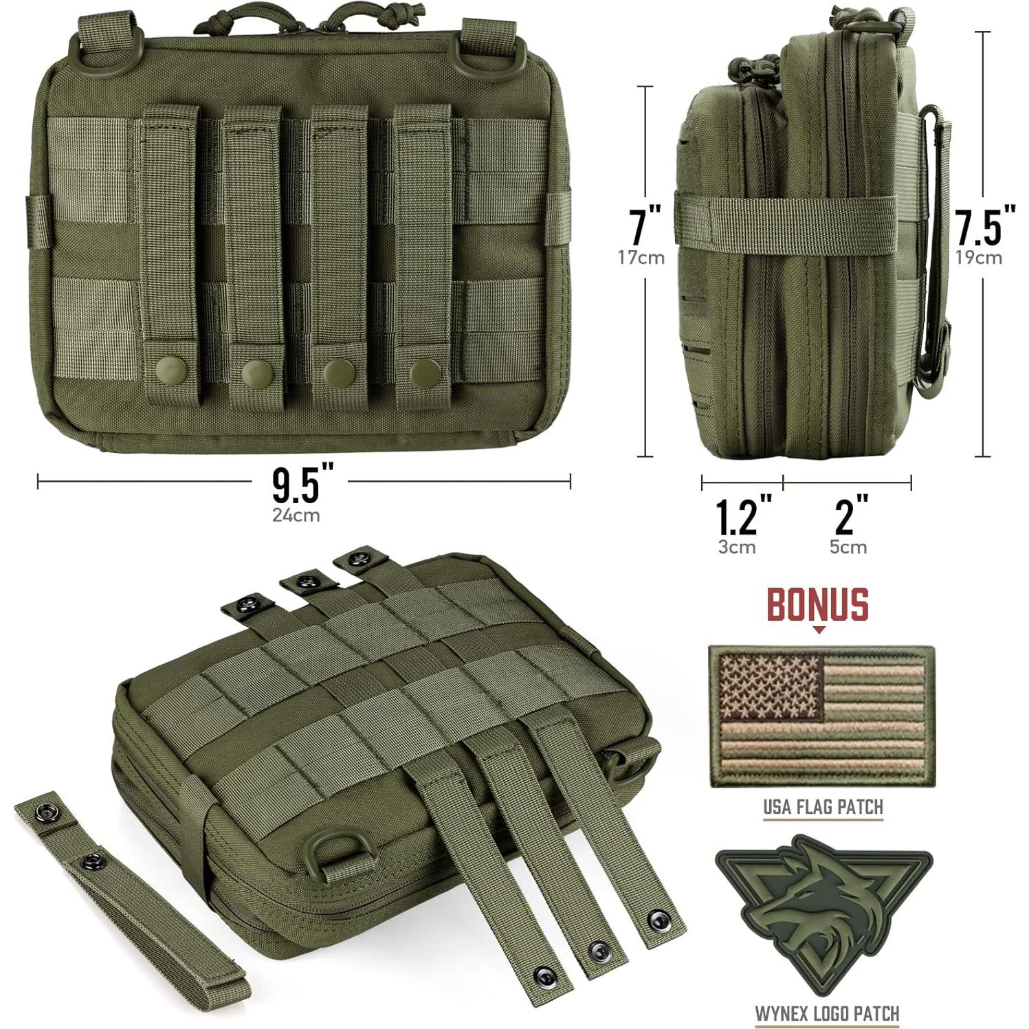 Bolsa Táctica Molle WYNEX Verde Militar 24.13x19.05 cm