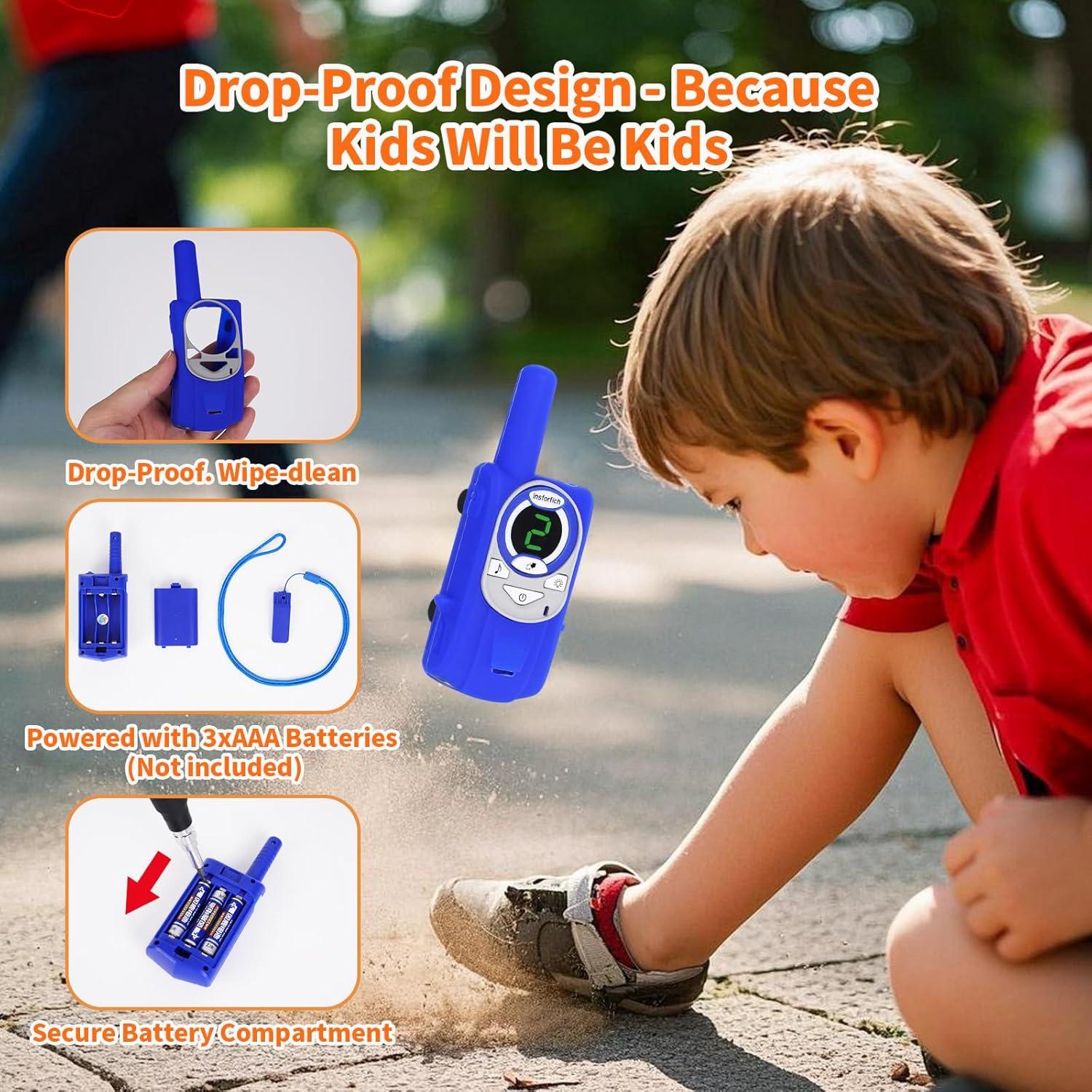 Walkie Talkies para Niños Insforfich T6 Azul 3 Canales 4.83 km