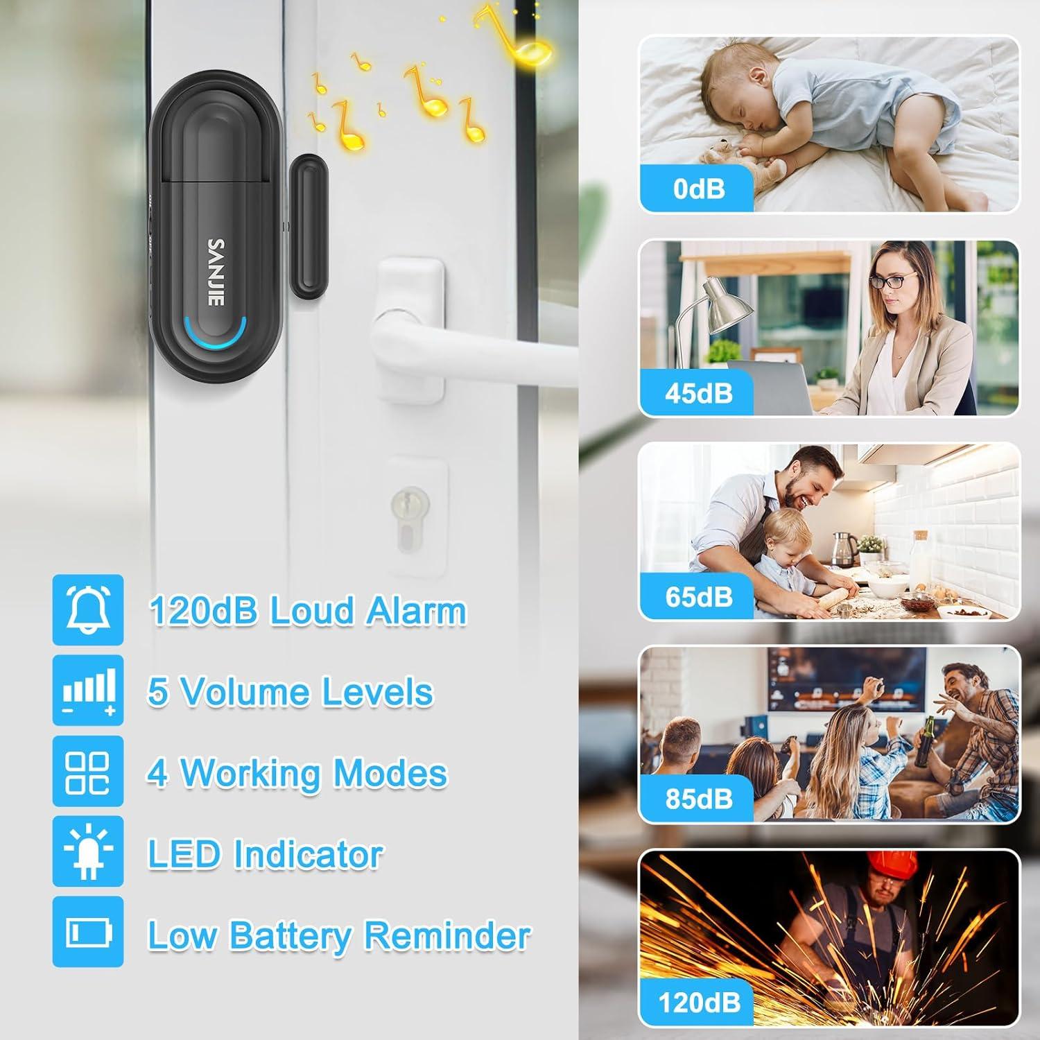 Alarma de Puerta Inalámbrica SanJie con Control Remoto y 120 dB