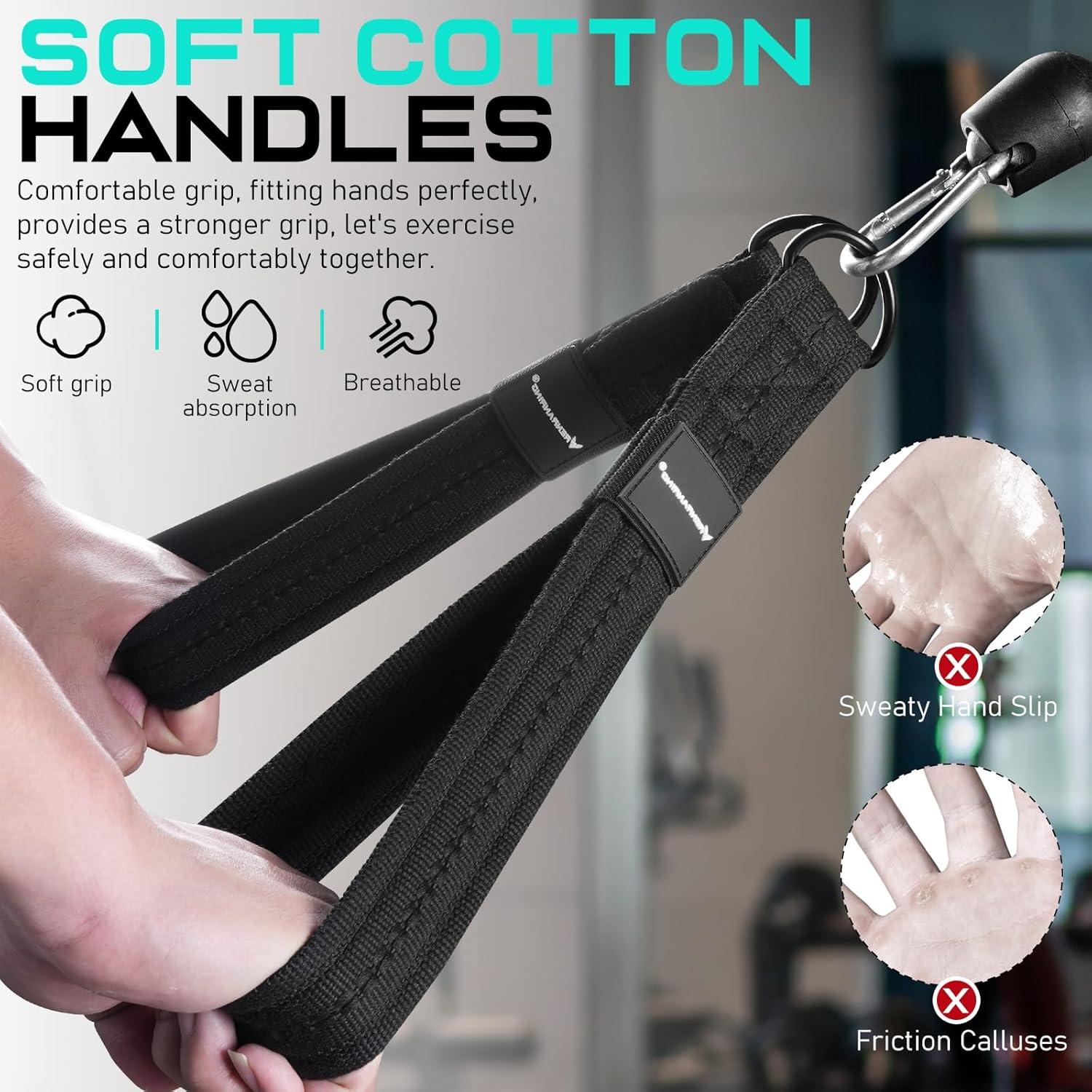 Mango de Cable para Tríceps RENRANRING 33cm Negro