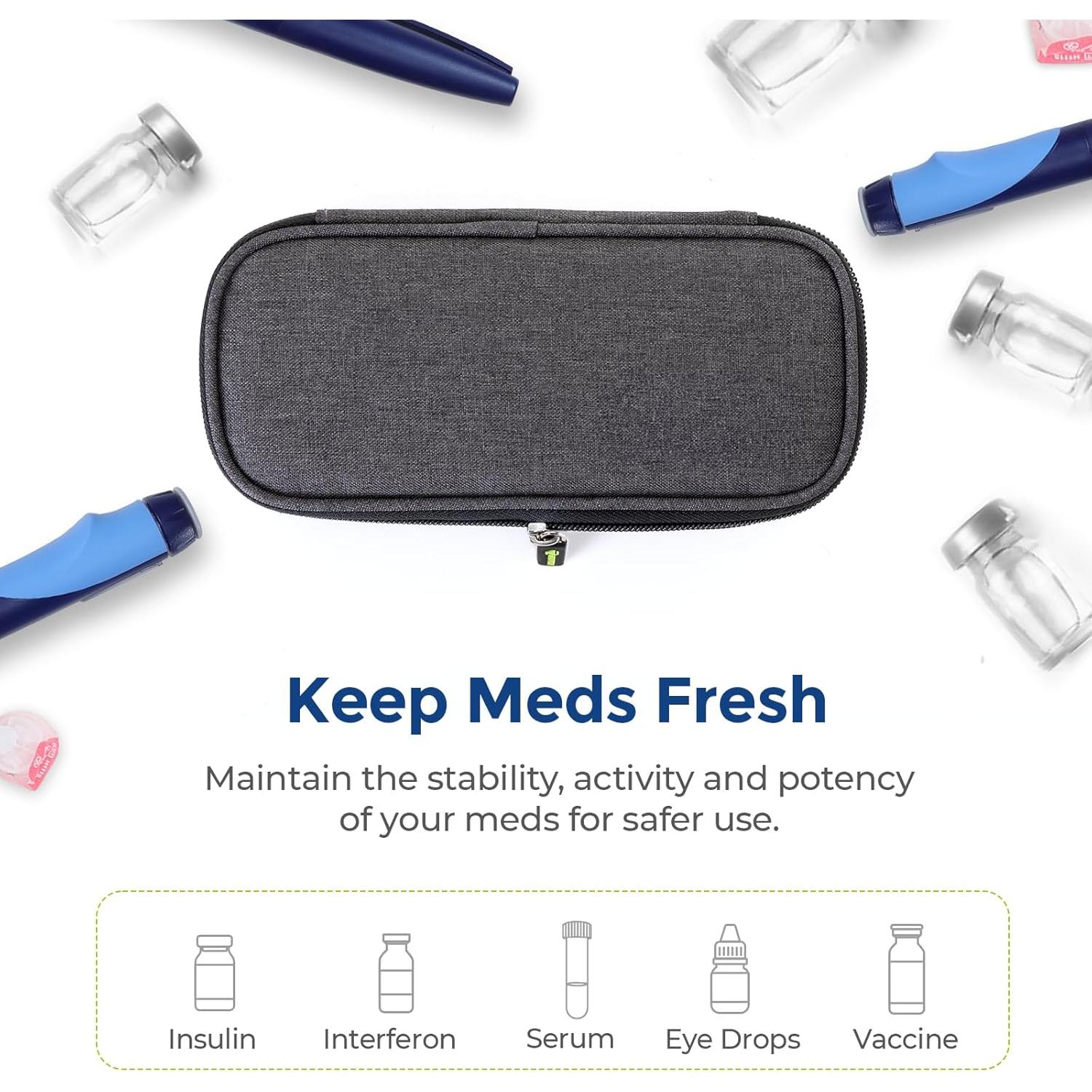 Estuche de Viaje AUVON para Insulina con 2 Paquetes de Hielo