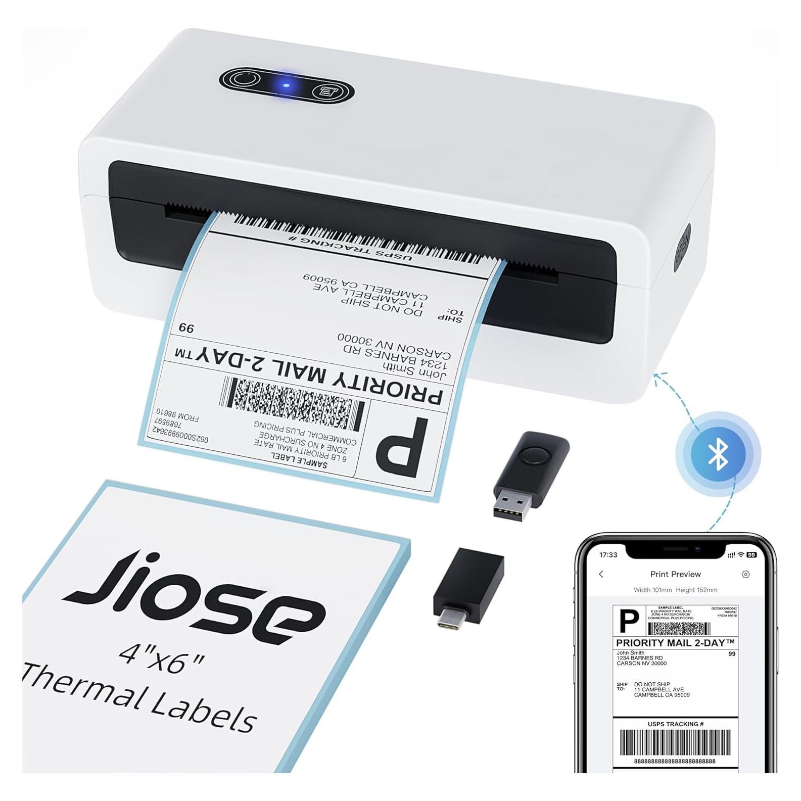 Impresora Térmica de Etiquetas Jiose Bluetooth 4x6 para Envíos