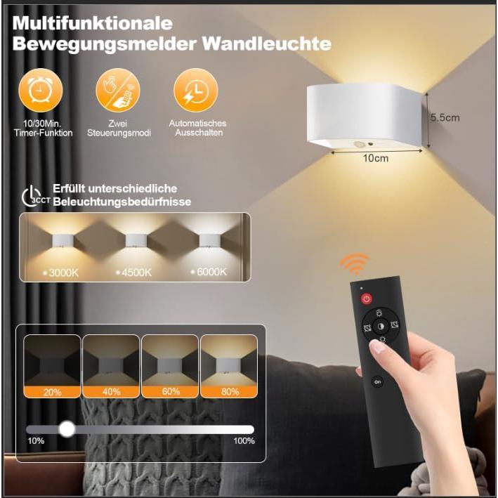 Luz de Pared Audor con Sensor de Movimiento y Control Remoto