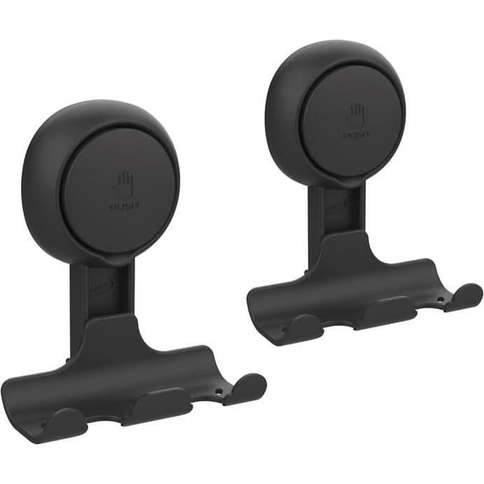 Soporte de Afeitar LEVERLOC con Ventosa Negra - 2 Ganchos