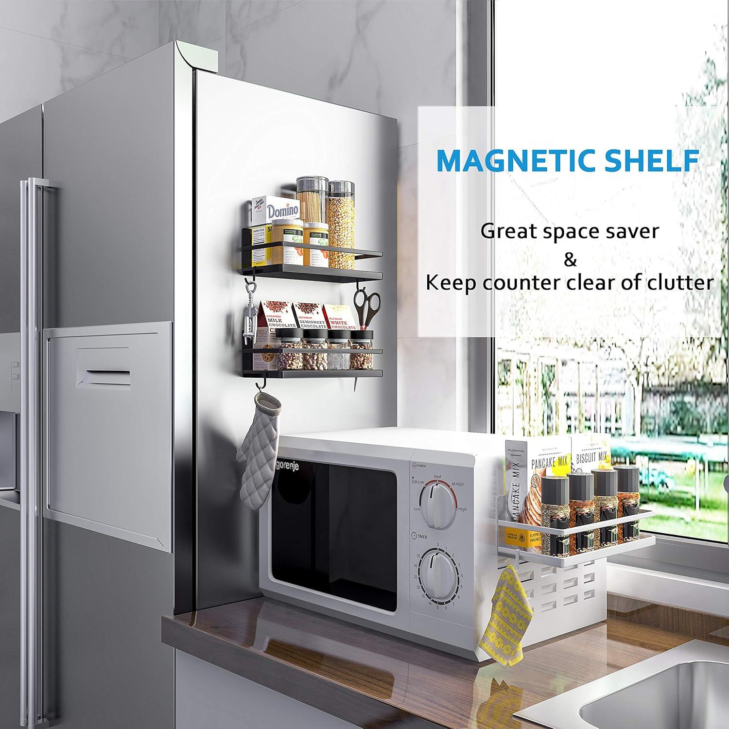 Estante Magnético para Especias VOYUTHY Blanco con 4 Ganchos