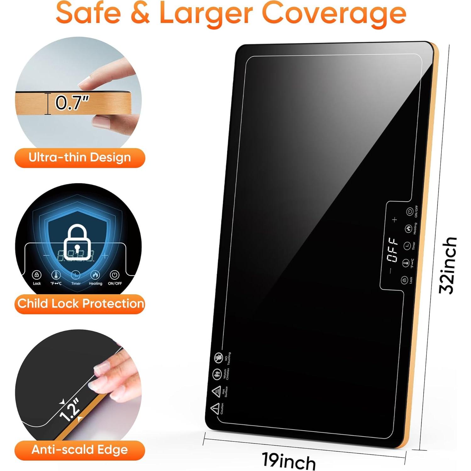 Bandeja Calentadora Eléctrica PIBEIBUK 81.3x48.3cm 450W