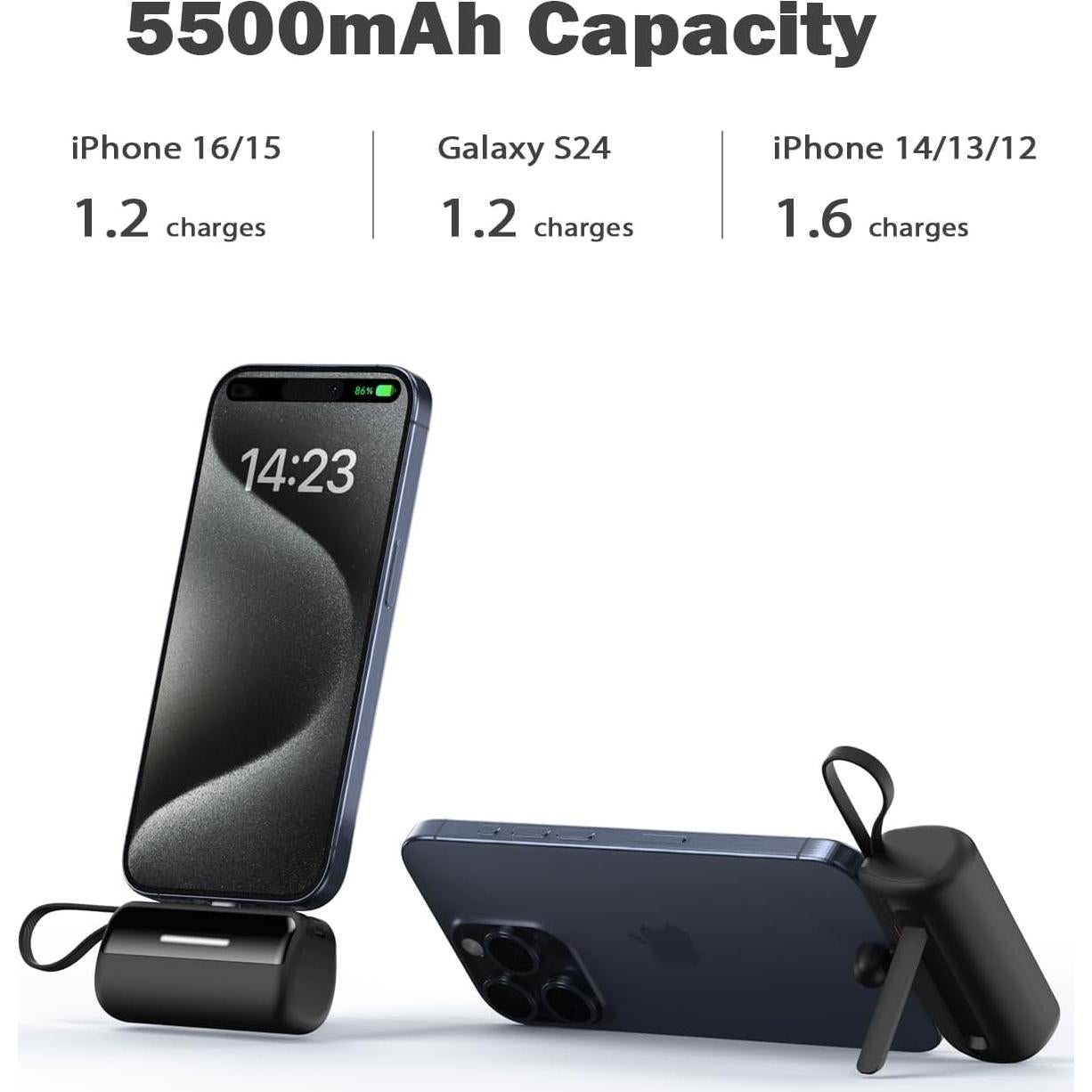 Banco de Carga Portátil 5500mAh Foshan con Cables y Soporte