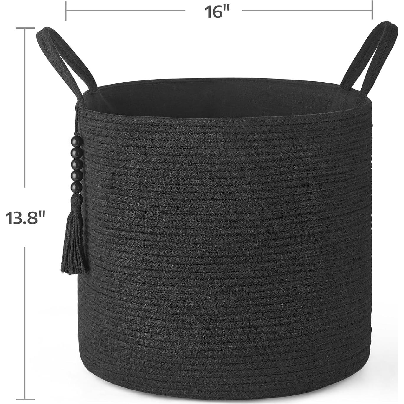 Cesta de Almacenamiento Tejida Mkono 40.6x35.1cm Negra