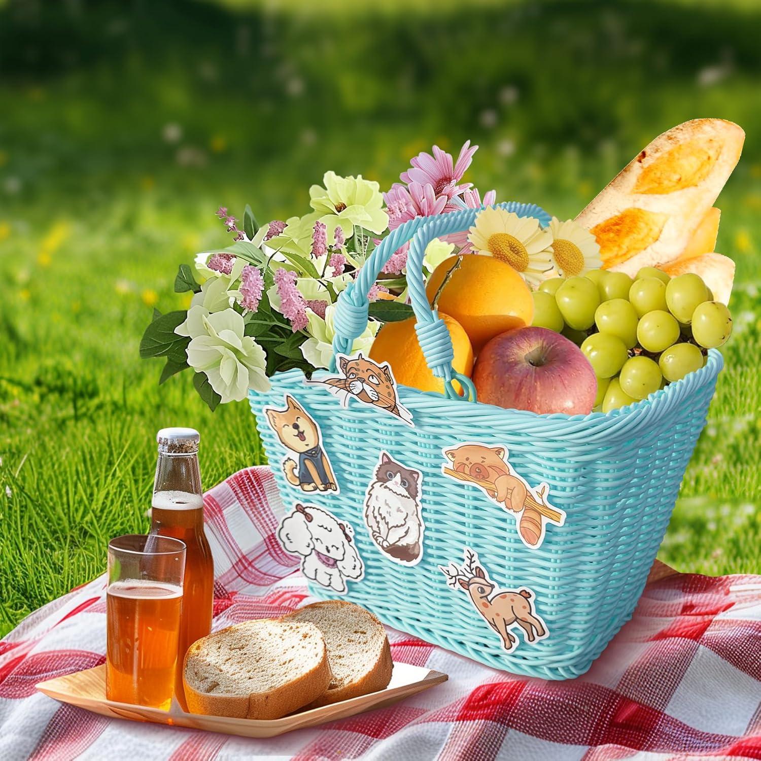 Cesta de Picnic Aikolesa Azul de Mimbre Sintético 21.1x15.9 cm