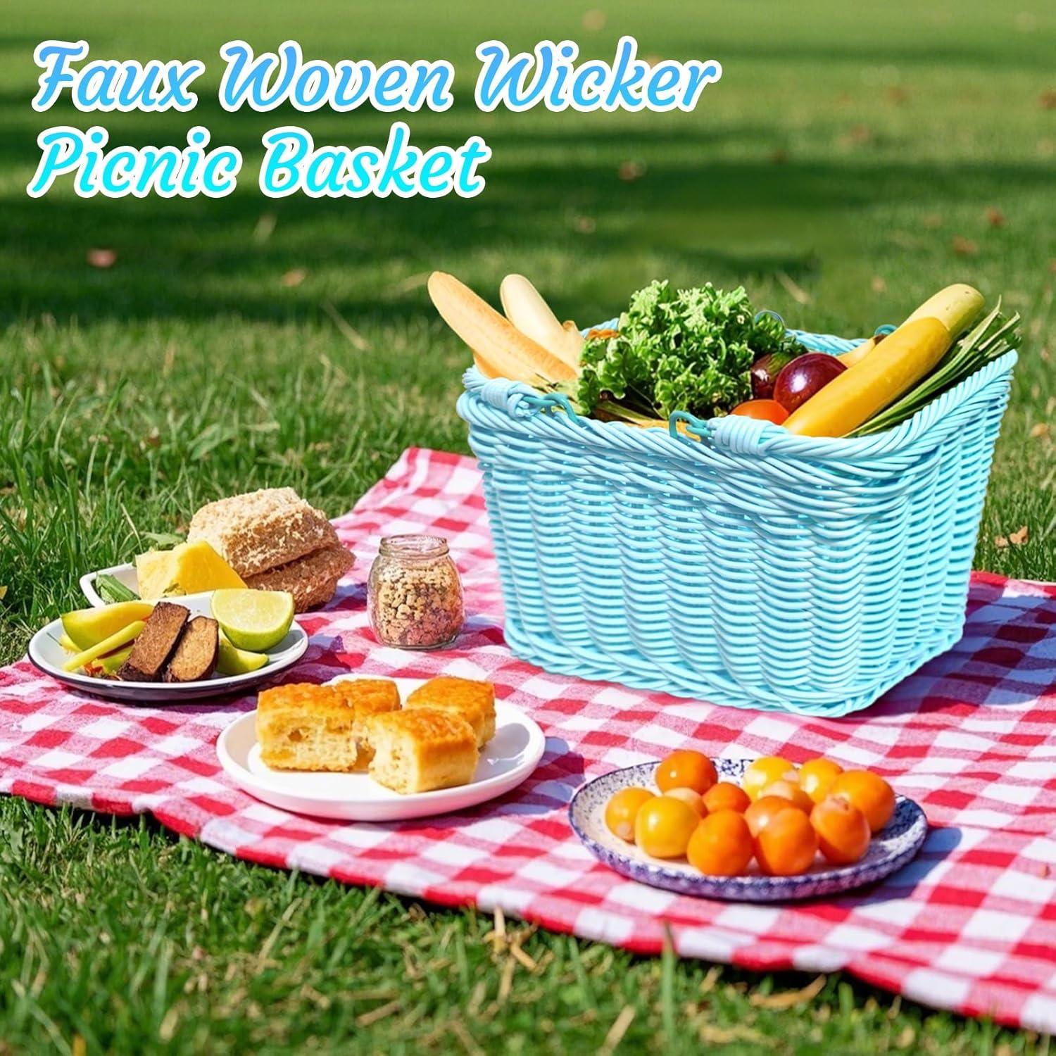 Cesta de Picnic Aikolesa Azul de Mimbre Sintético 21.1x15.9 cm