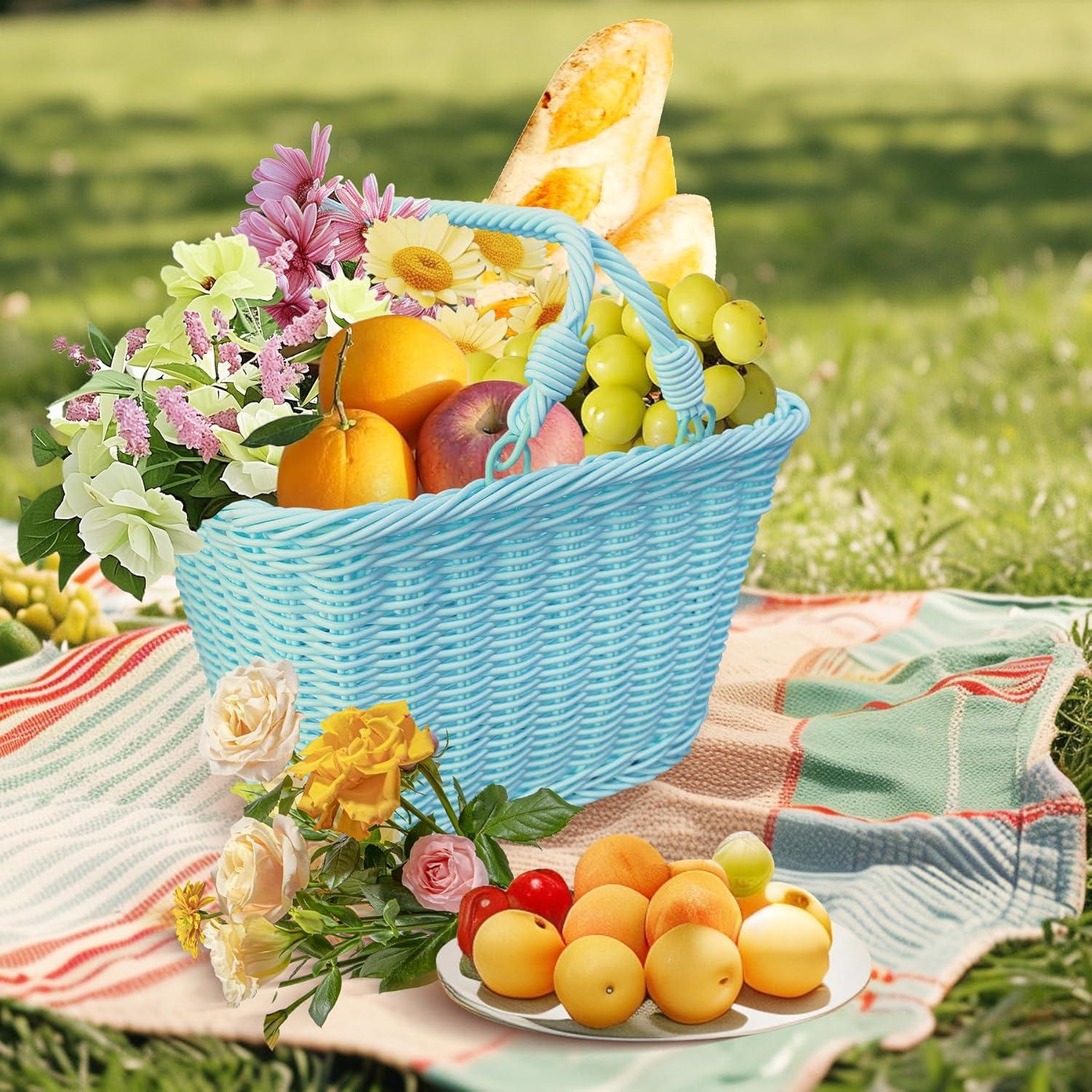 Cesta de Picnic Aikolesa Azul de Mimbre Sintético 21.1x15.9 cm