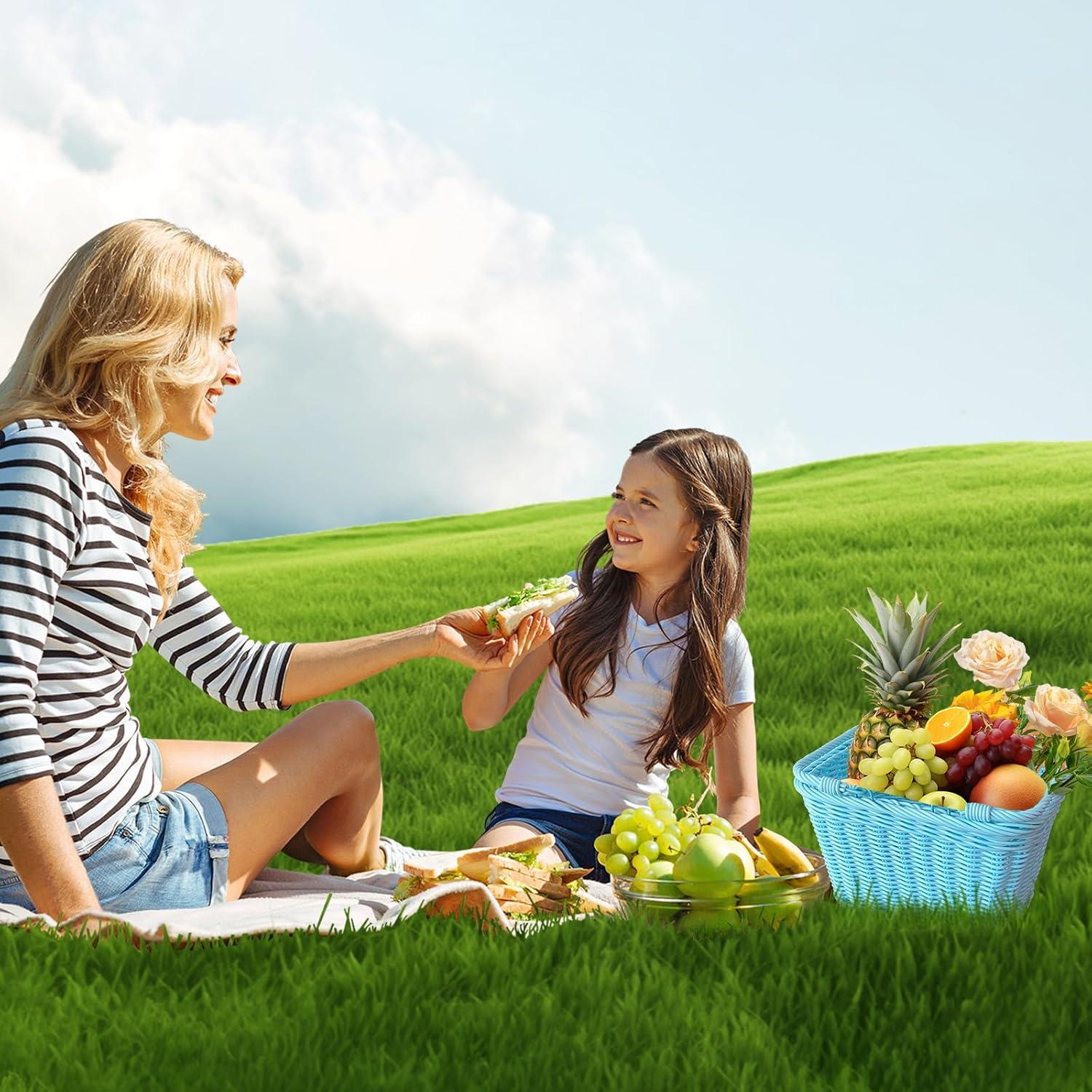 Cesta de Picnic Aikolesa Azul de Mimbre Sintético 21.1x15.9 cm