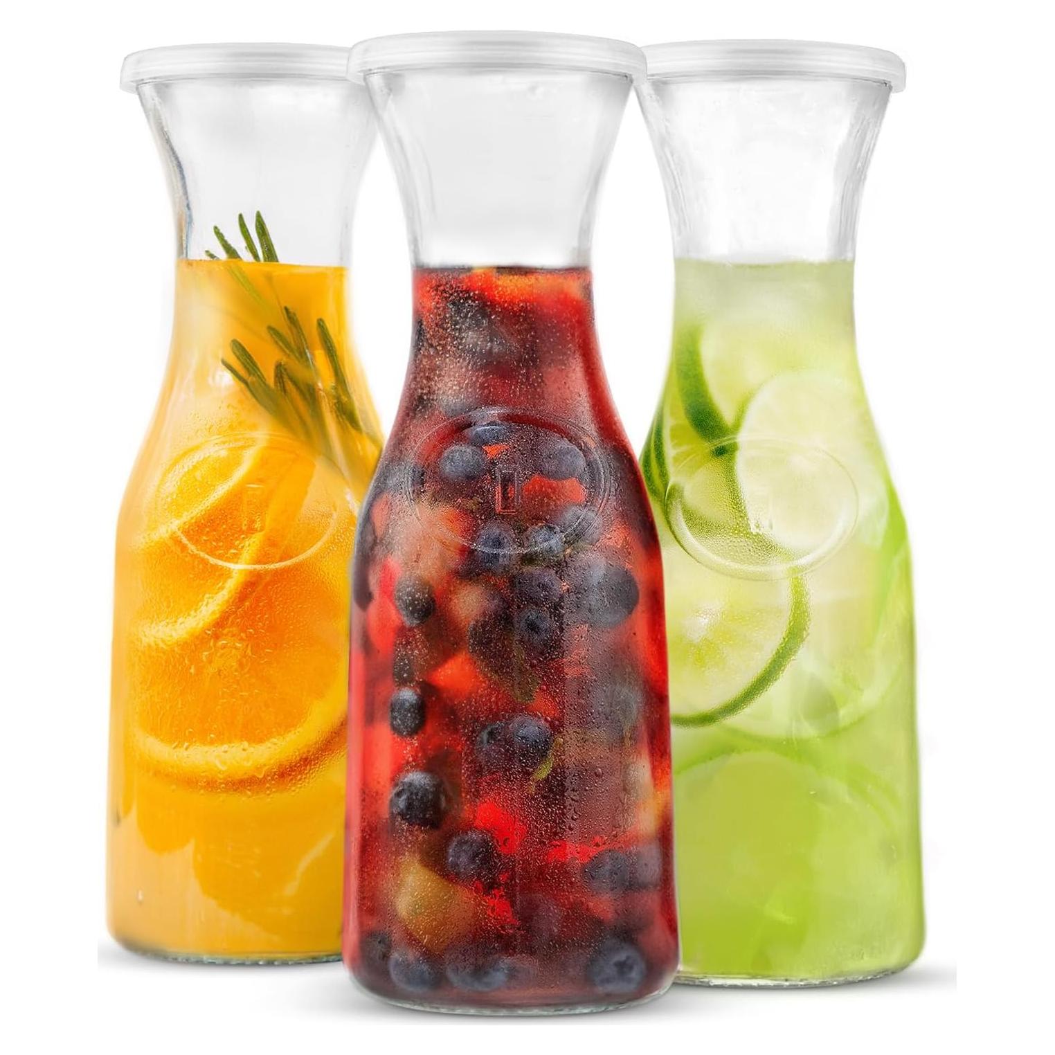 Juego de 3 Jarras de Vidrio KooK con Tapa 1.03L