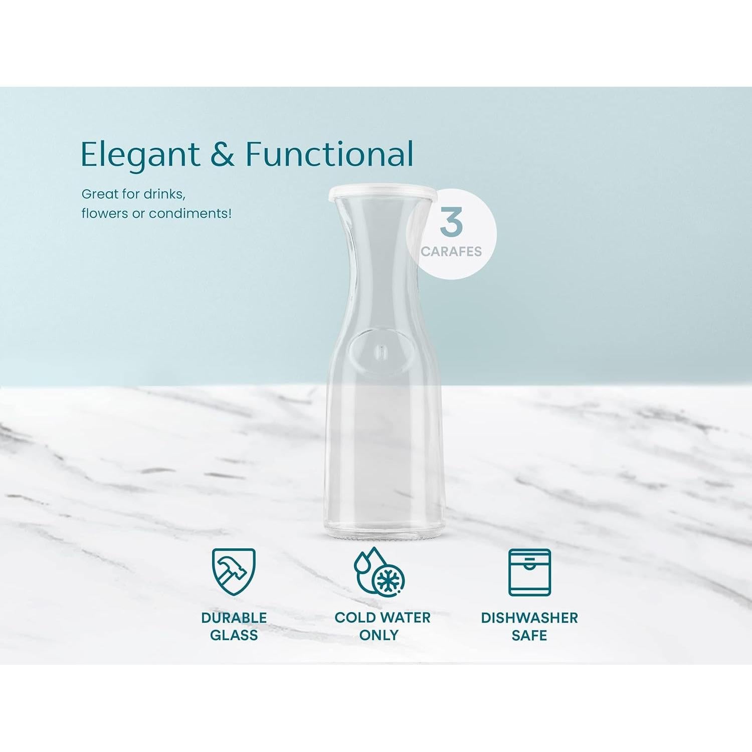 Juego de 3 Jarras de Vidrio KooK con Tapa 1.03L