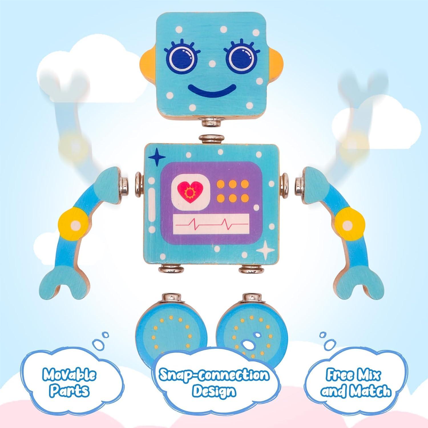 Bloques de Construcción de Madera HAPGFS 28 Piezas Juguetes STEM