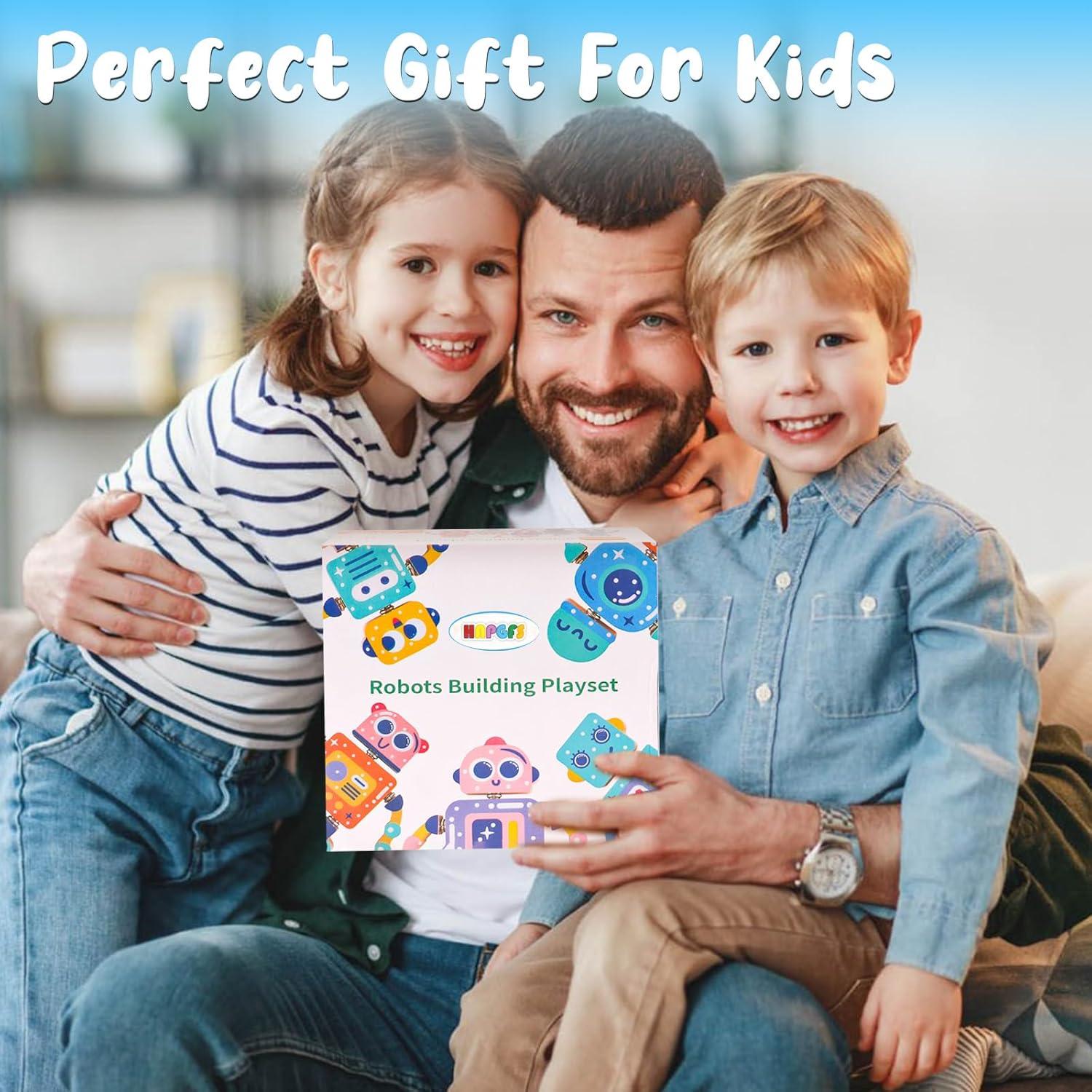 Bloques de Construcción de Madera HAPGFS 28 Piezas Juguetes STEM