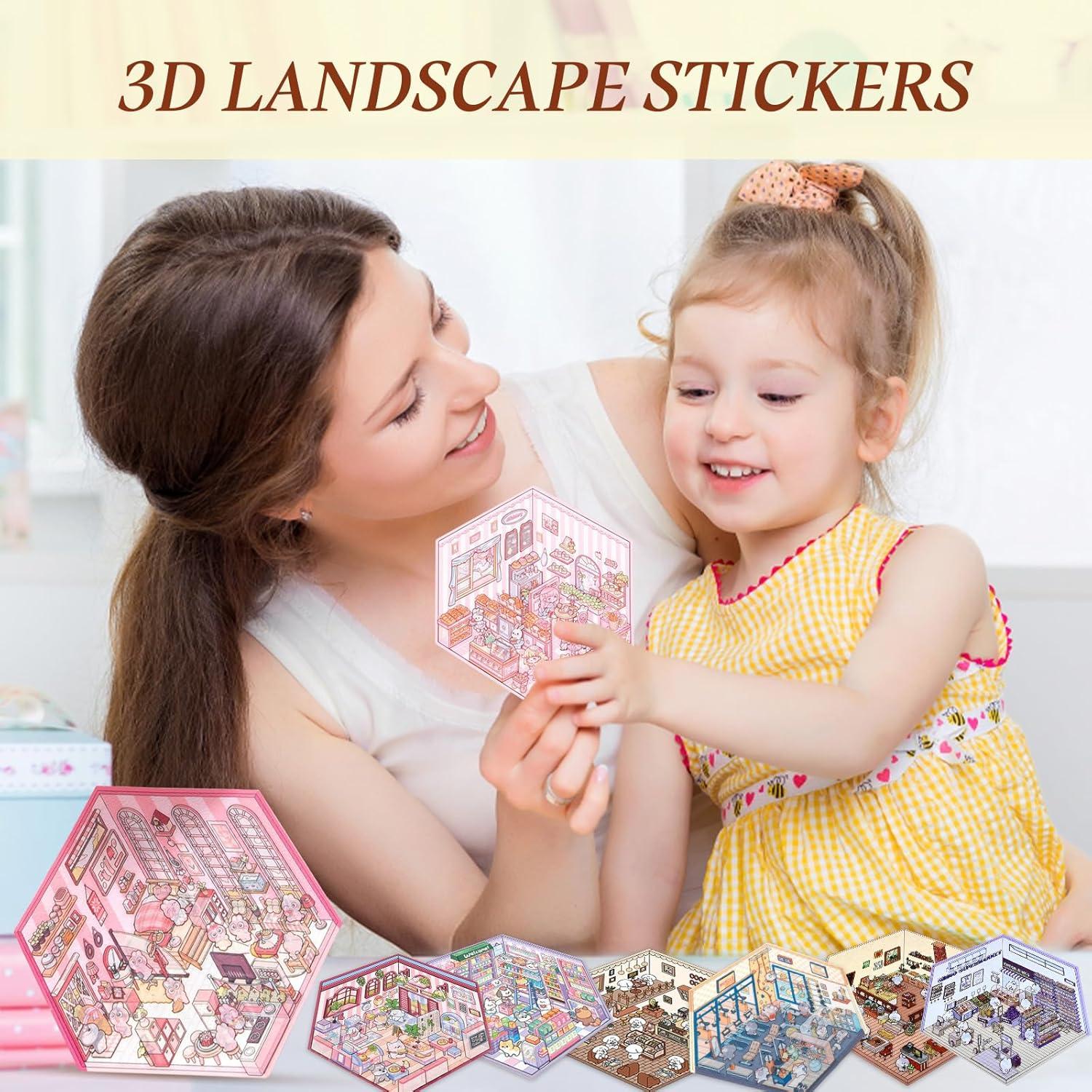 16 Pegatinas 3D DIY Bosjct para Crear Escenas Kawaii