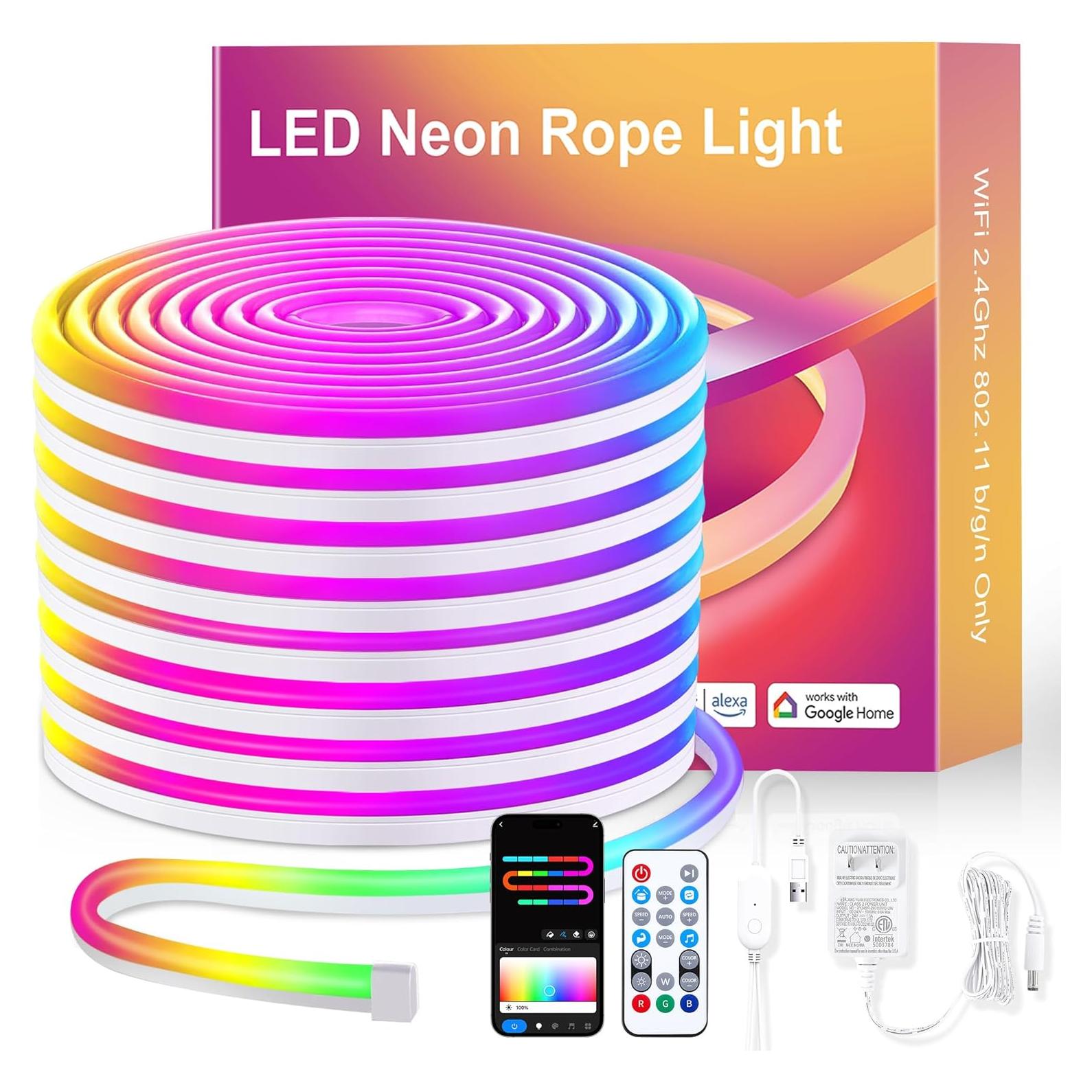 Luces de Cuerda de Neón LED 3m Pak, RGB, Control Remoto, IP67