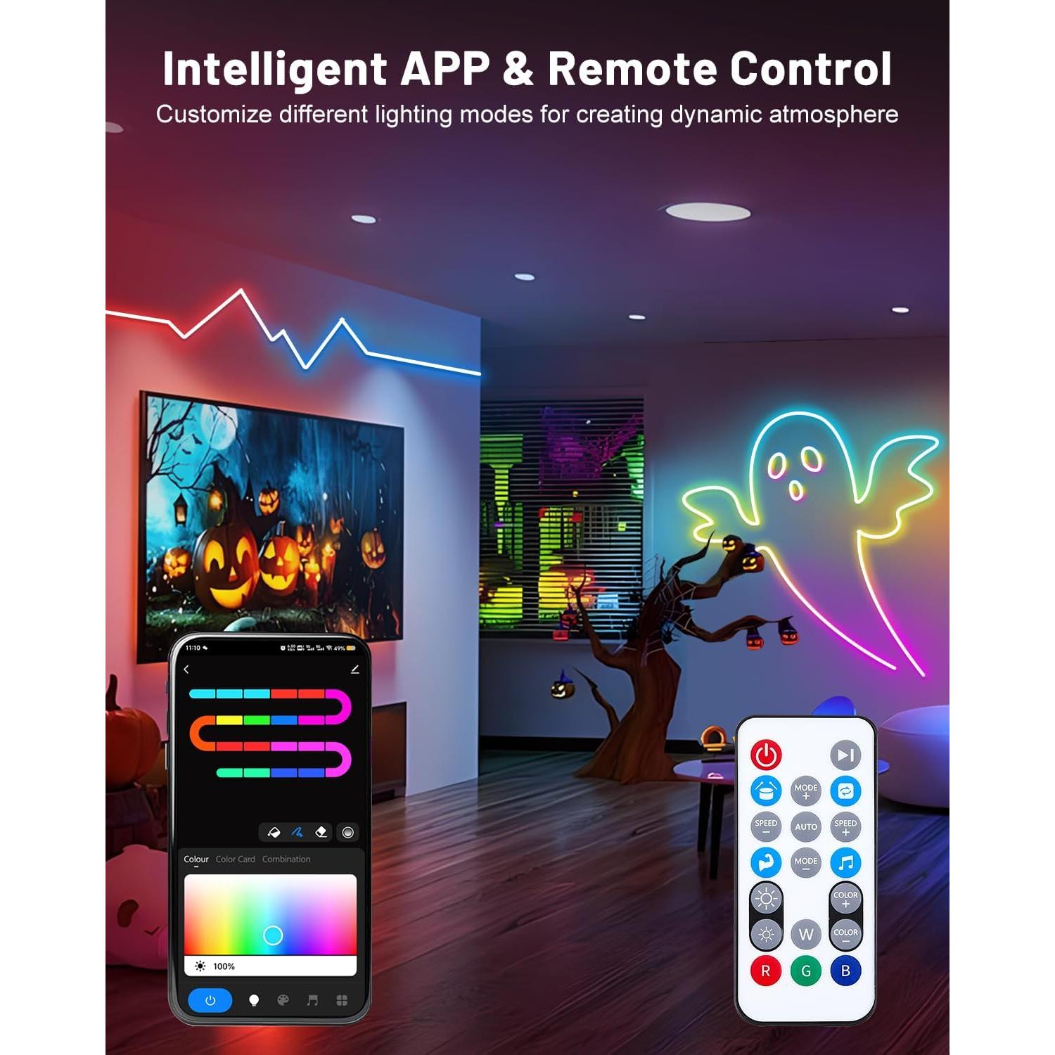 Luces de Cuerda de Neón LED 3m Pak, RGB, Control Remoto, IP67