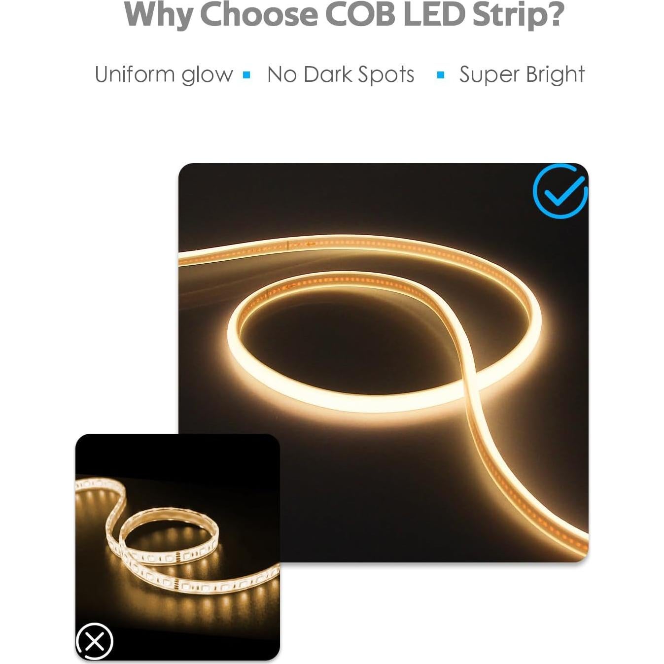 Tira de Luz LED COB 5M Shenzhen Samsion Blanco Cálido 3000K