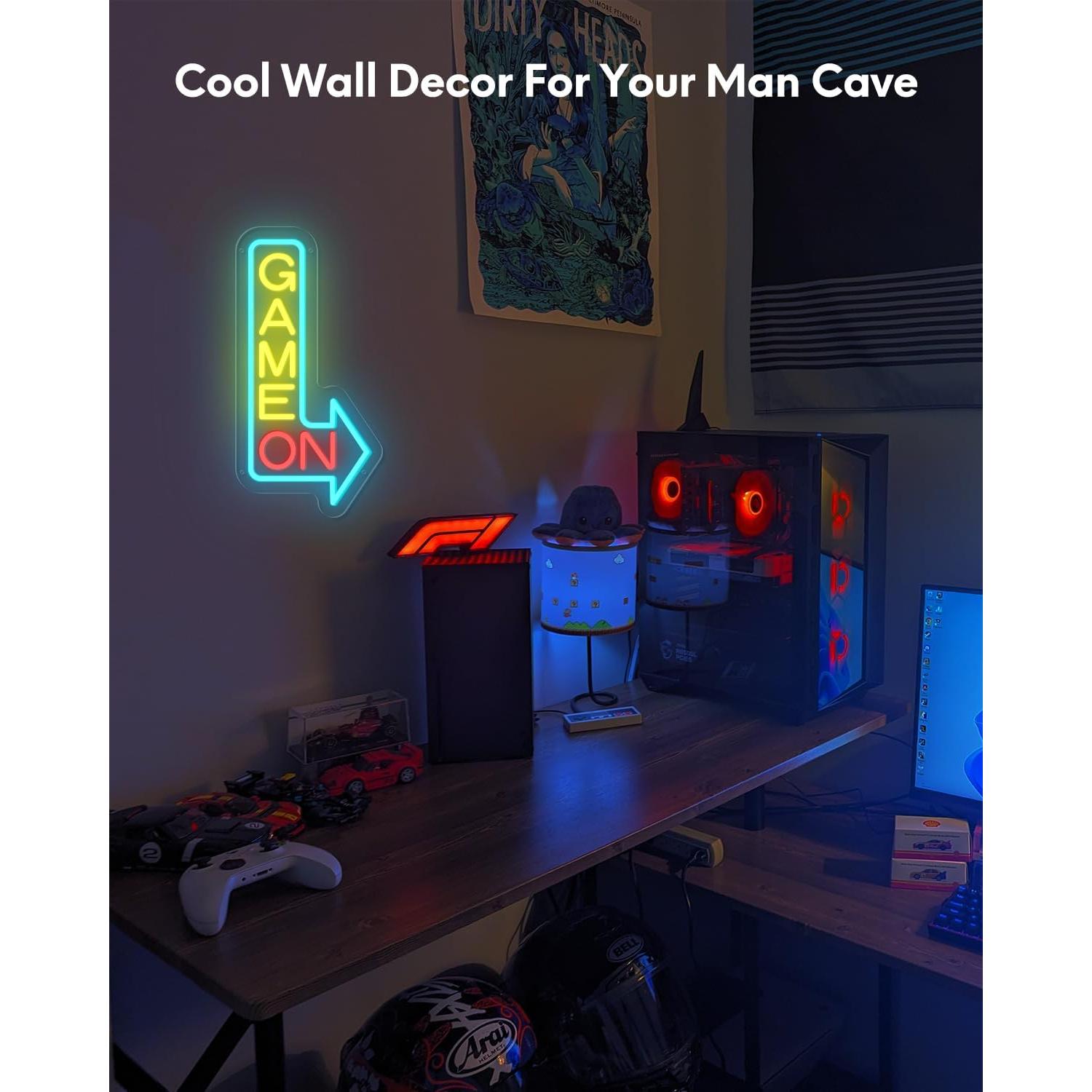 Signo Neón LED GAME ON NHD para Decoración de Pared 35.6x17.8cm