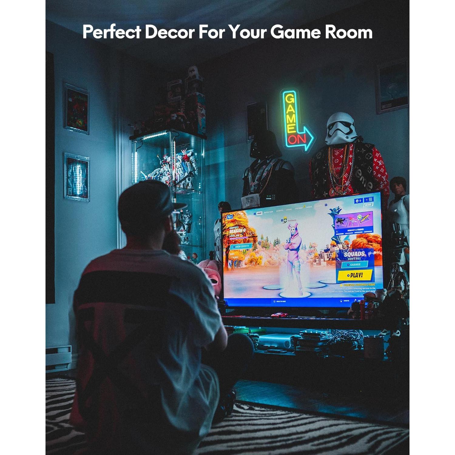 Signo Neón LED GAME ON NHD para Decoración de Pared 35.6x17.8cm