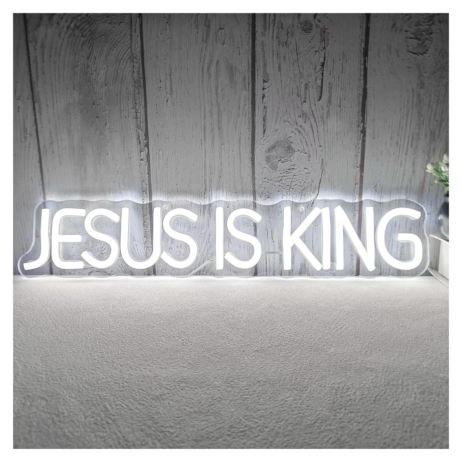 Letrero de Neón LED Jesús es Rey Regulable 43.7 cm Blanco