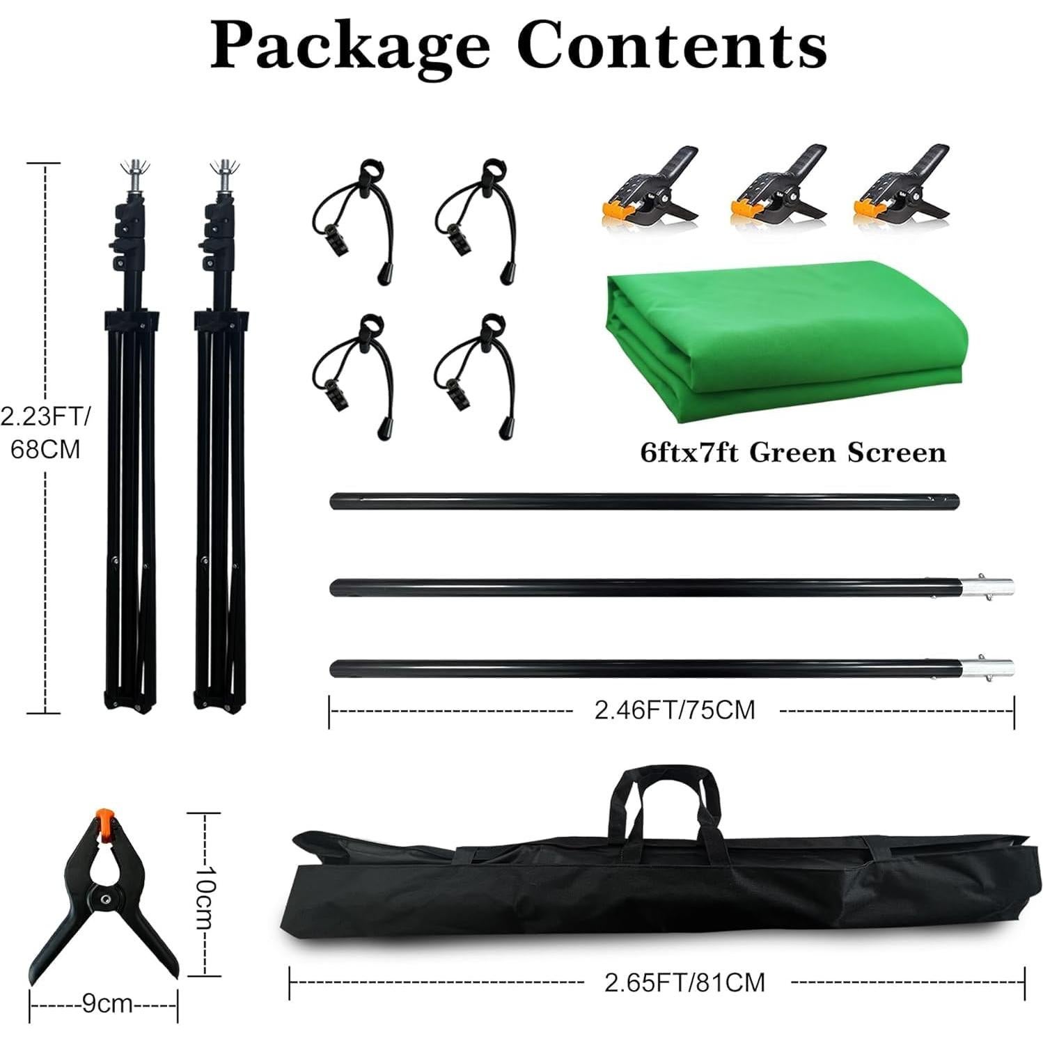 Kit de Soporte de Fondo Verde 2 en 1 LIVUCEE 1.98x1.98m