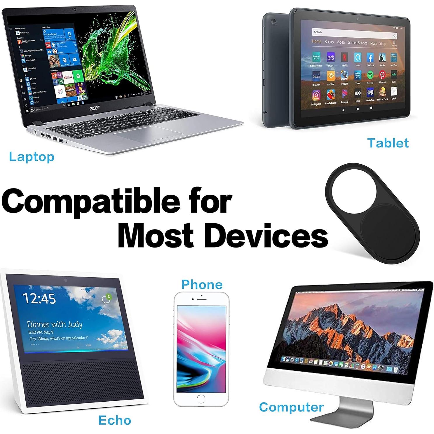 Cubierta de Webcam Metal Deslizante imluckies - 2 Paquete Negro