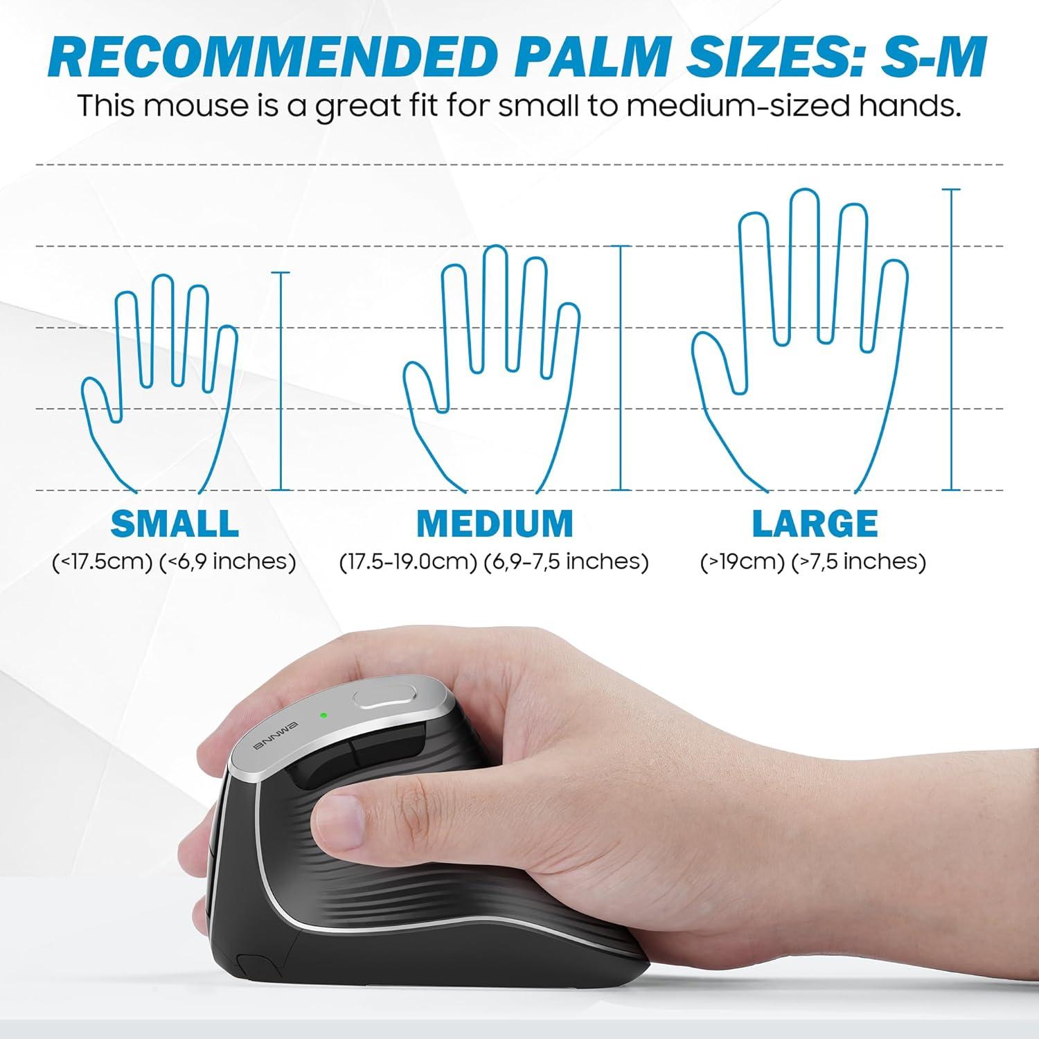 Ratón Óptico Vertical Ergonómico Inalámbrico Bnnwa Negro 1000-3200 DPI