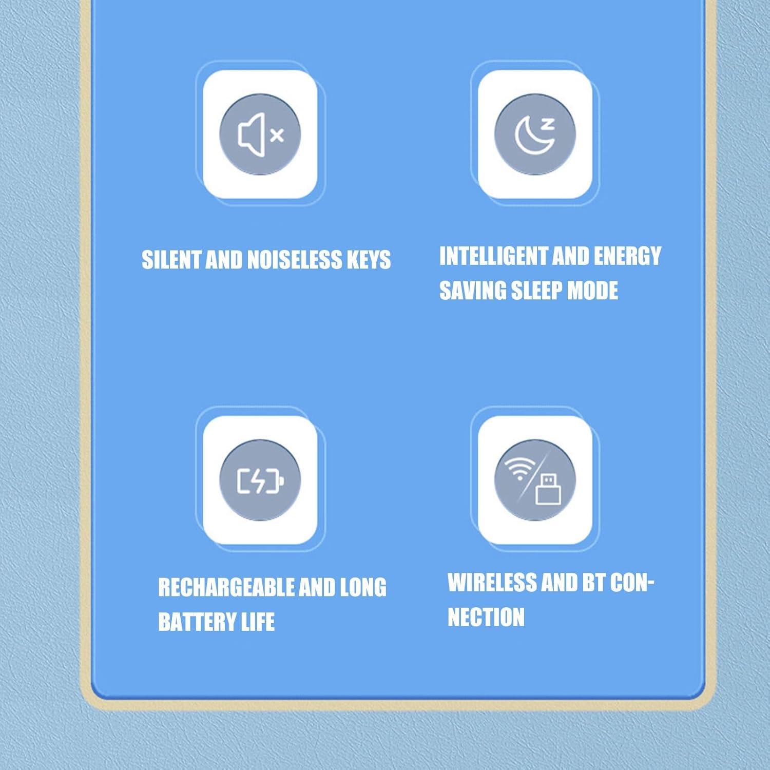 Combo Teclado y Ratón Inalámbrico Zunate Retro 104 Teclas Azul