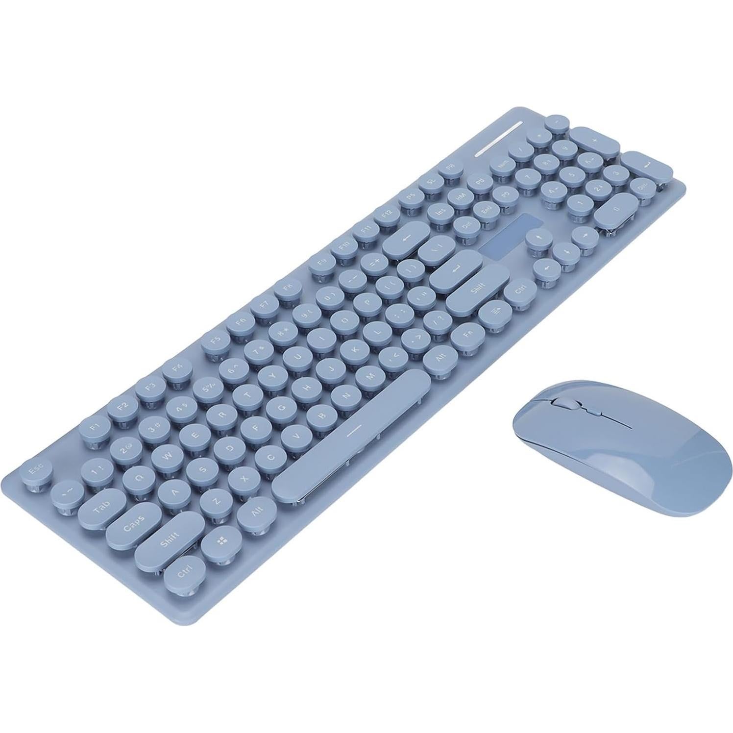 Combo Teclado y Ratón Inalámbrico Zunate Retro 104 Teclas Azul