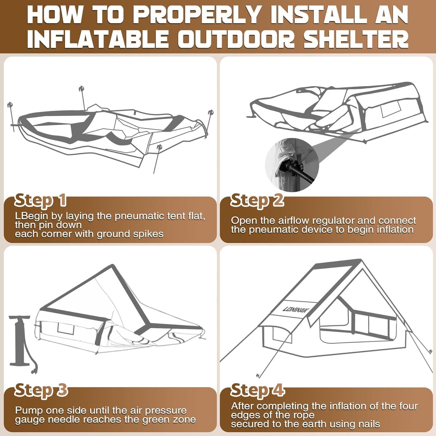 Tienda Inflable Loninak 66 Pies Cuadrados para Camping