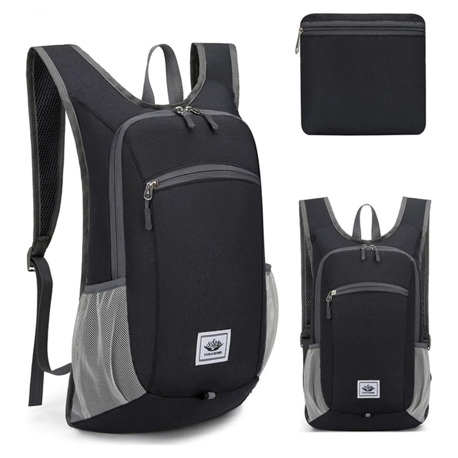 Mochila de Senderismo Plegable DOJUNS 15L Impermeable Negra