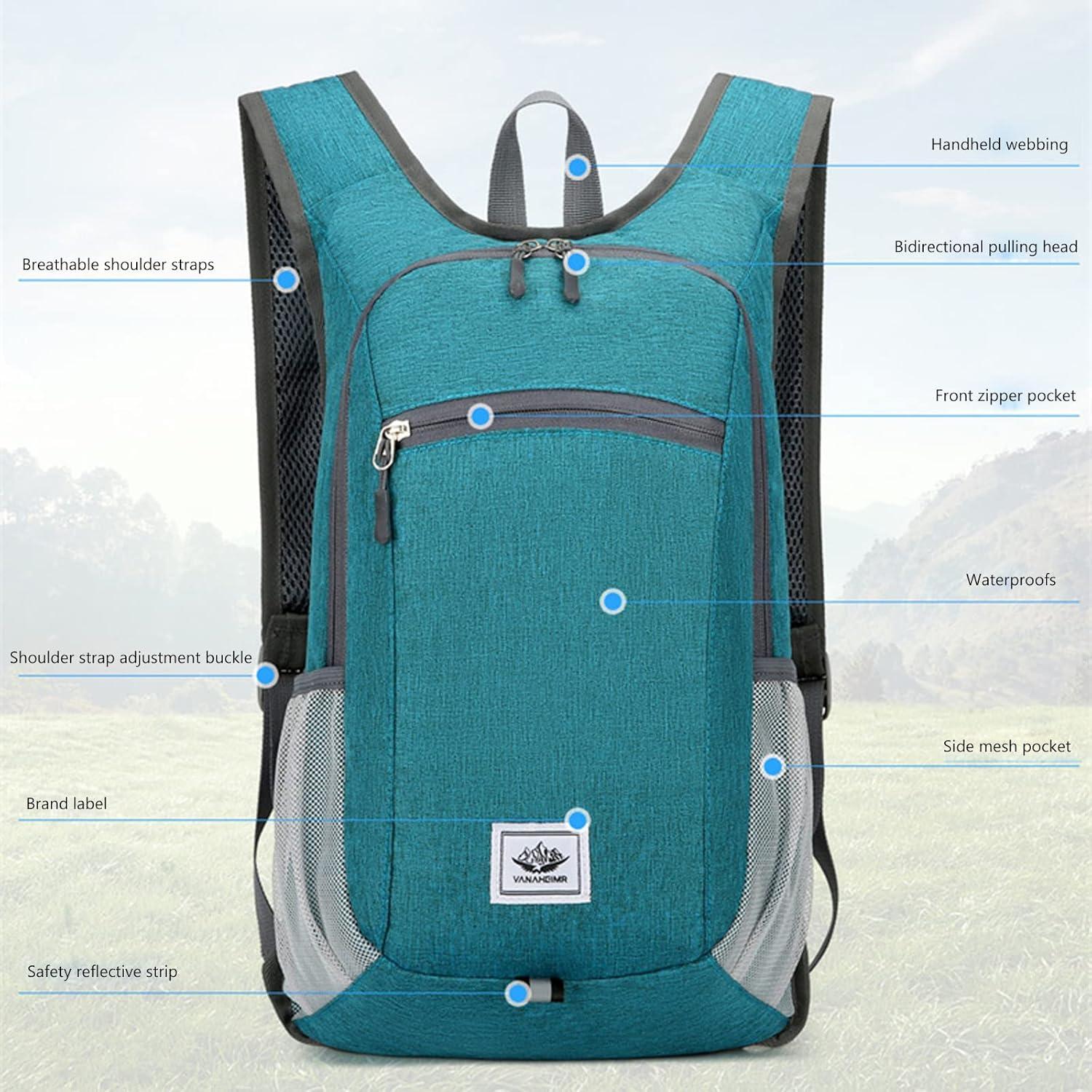 Mochila de Senderismo Plegable DOJUNS 15L Impermeable Negra