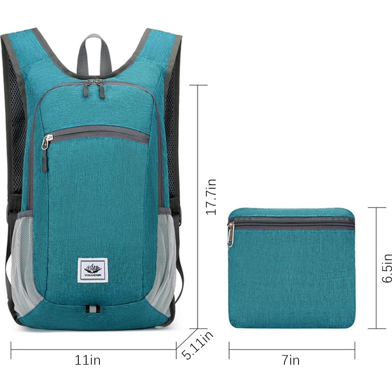 Mochila de Senderismo Plegable DOJUNS 15L Impermeable Negra