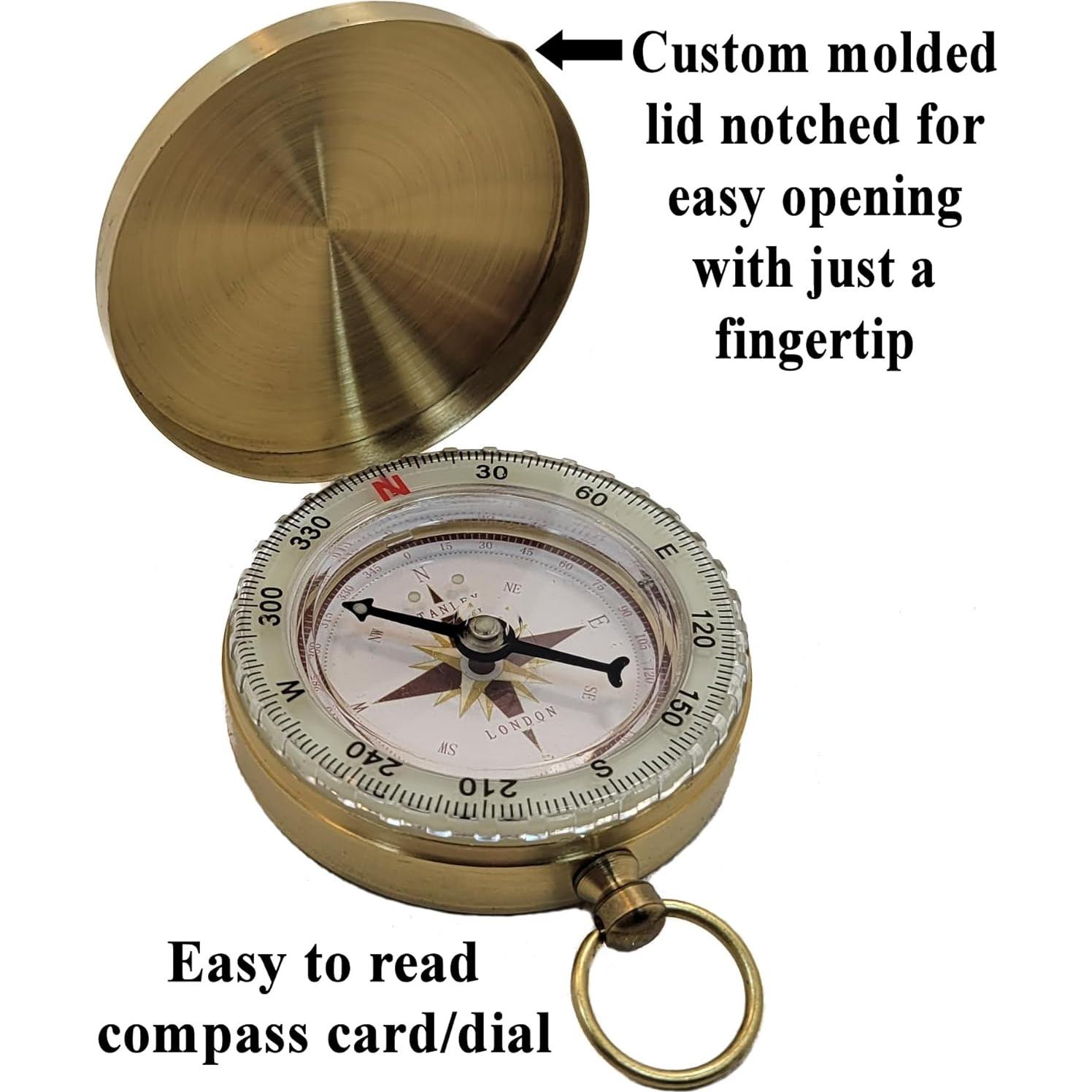 Brújula de bolsillo Stanley London dorada impermeable 5 cm