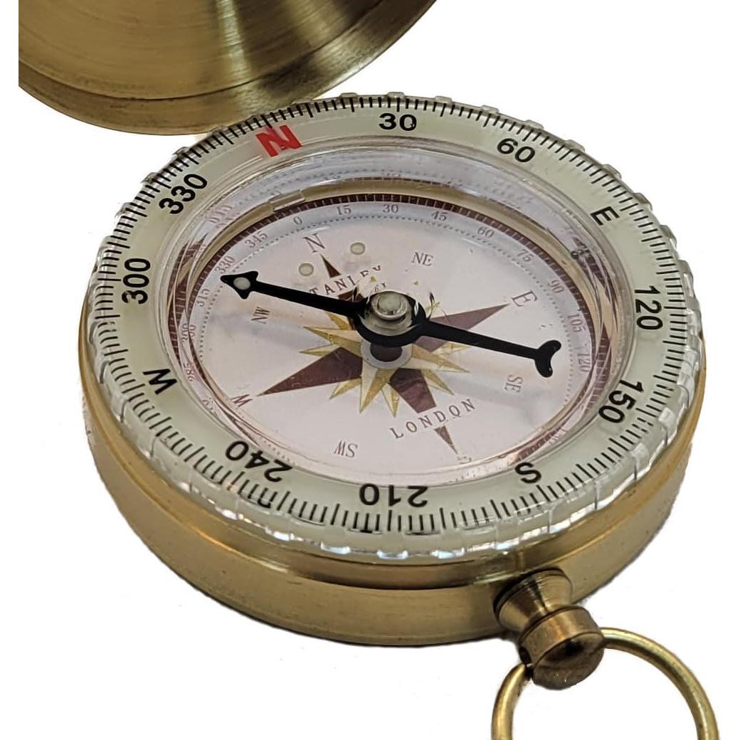 Brújula de bolsillo Stanley London dorada impermeable 5 cm