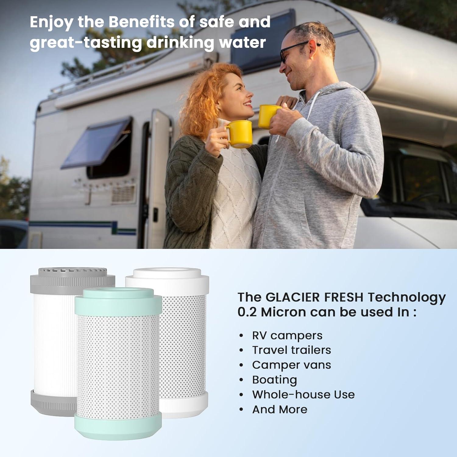 Cartuchos de Filtro de Agua GLACIER FRESH para RV 0.2 micrones