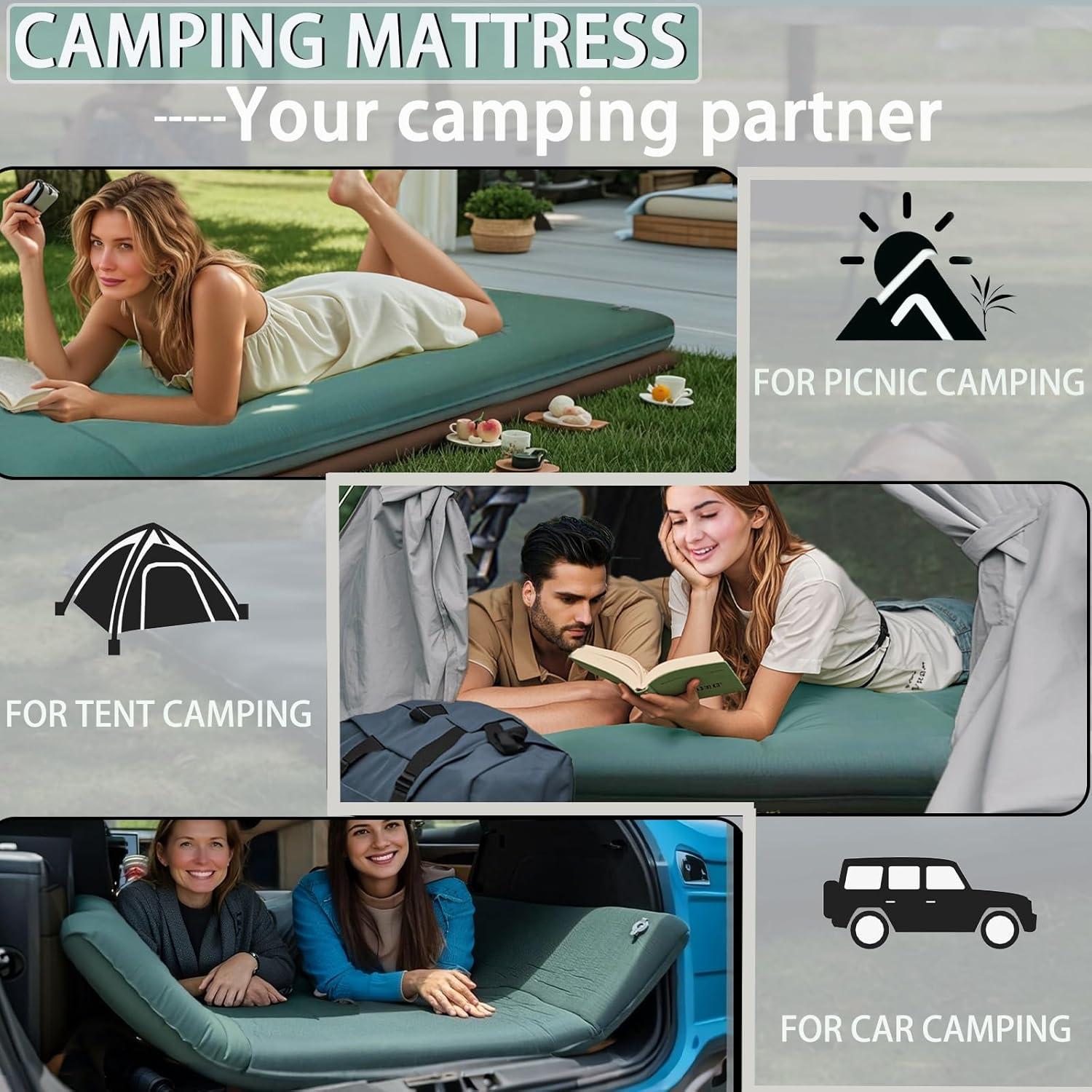 Colchoneta Autoinflable LINKET 196x68.6 cm Verde Camping