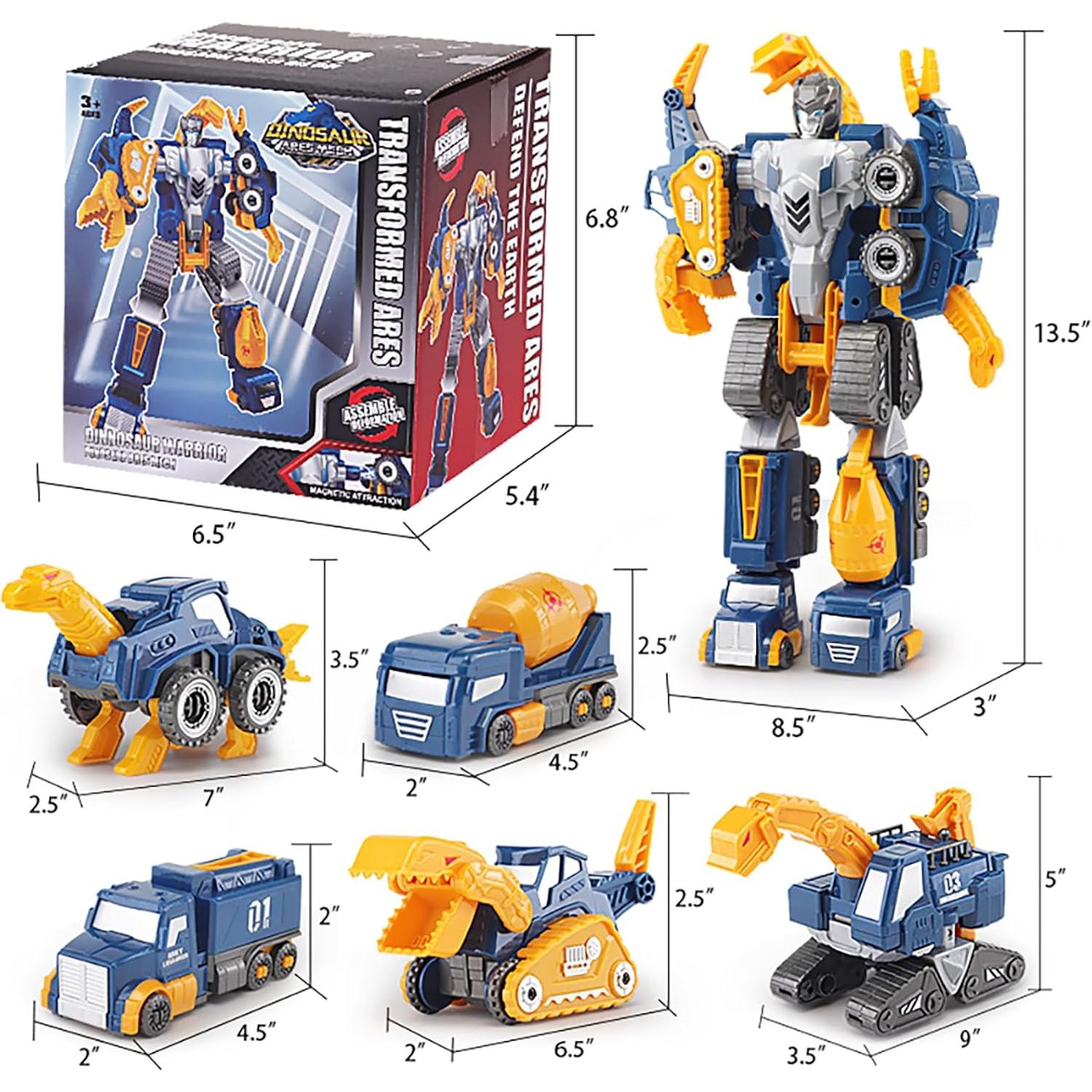 Juego de Transformación de Carros PENGJIA 5 en 1 Robot Dinosaurio