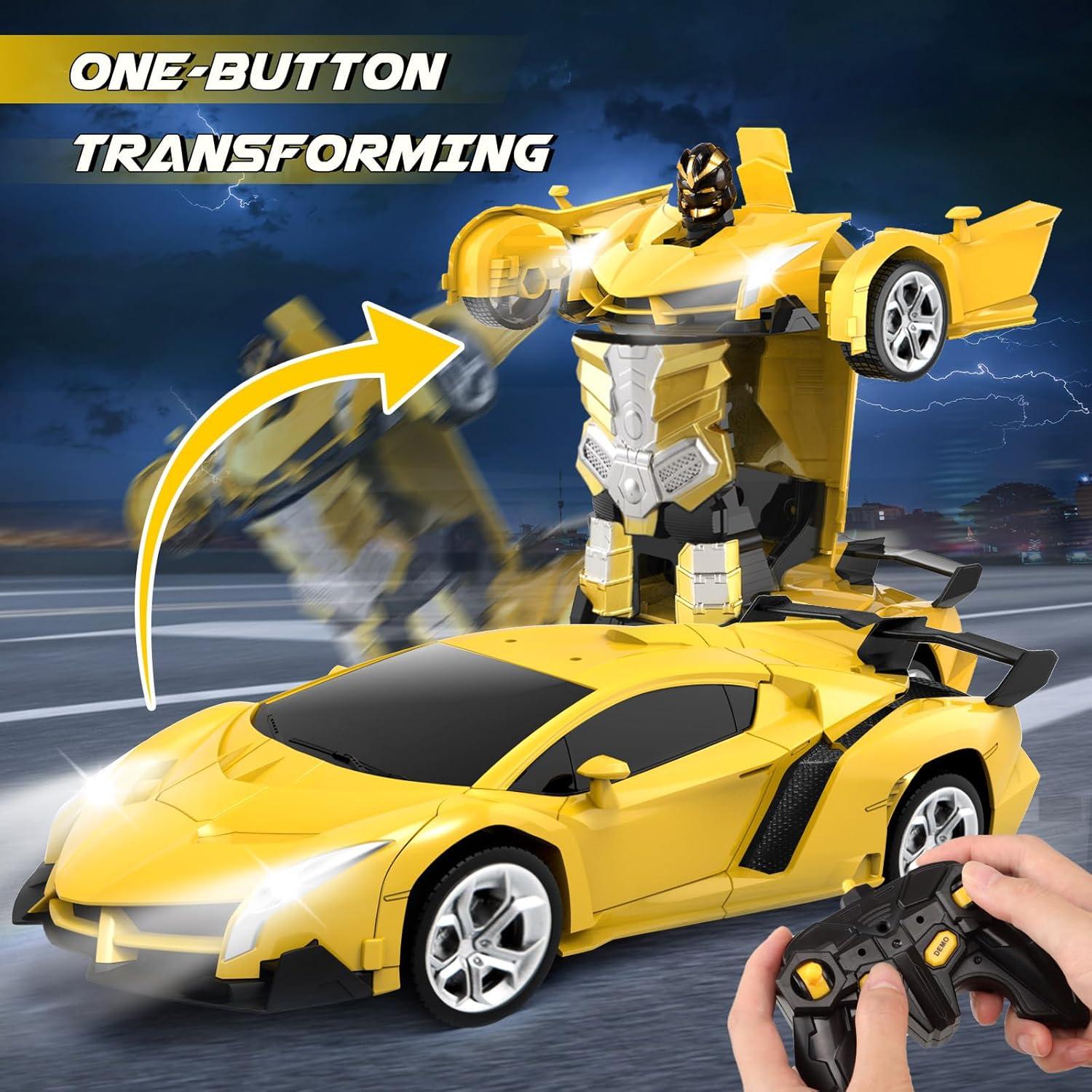 Coche RC Transformable YOTOY 1:18 Amarillo 360° Acrobacias