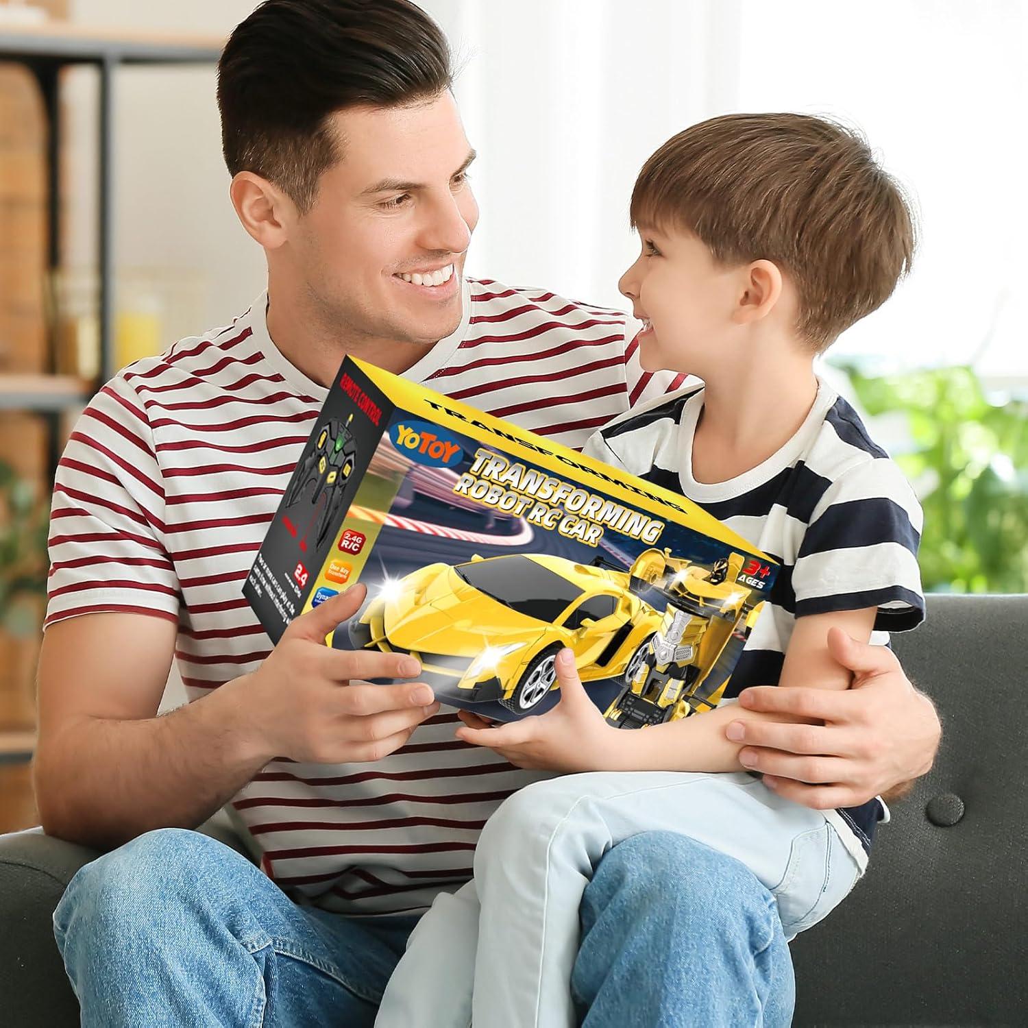 Coche RC Transformable YOTOY 1:18 Amarillo 360° Acrobacias